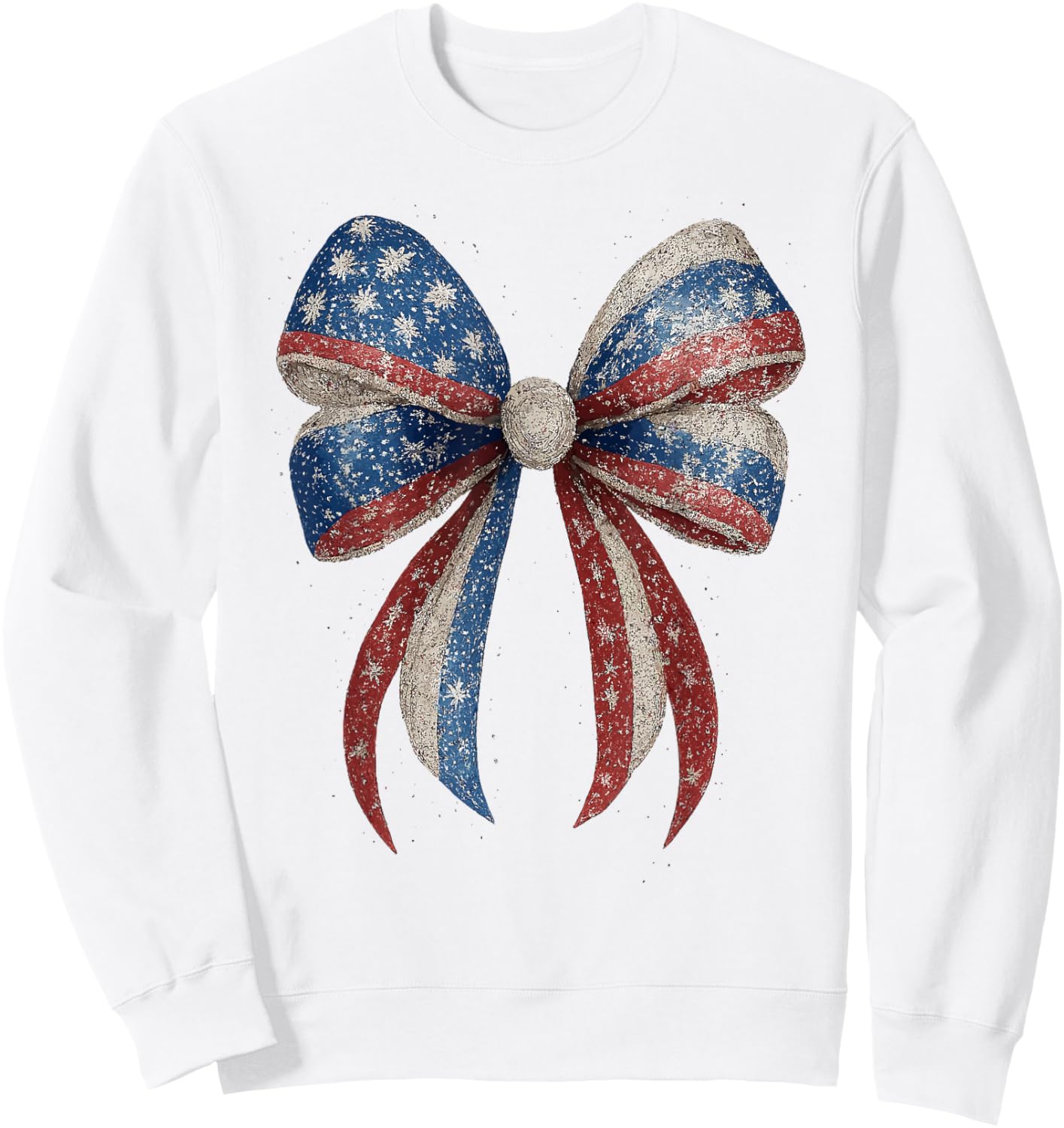 4th of July Coquette American Flag Bow Girls Patriotic Women Sweatshirt - Sweatshirt | White