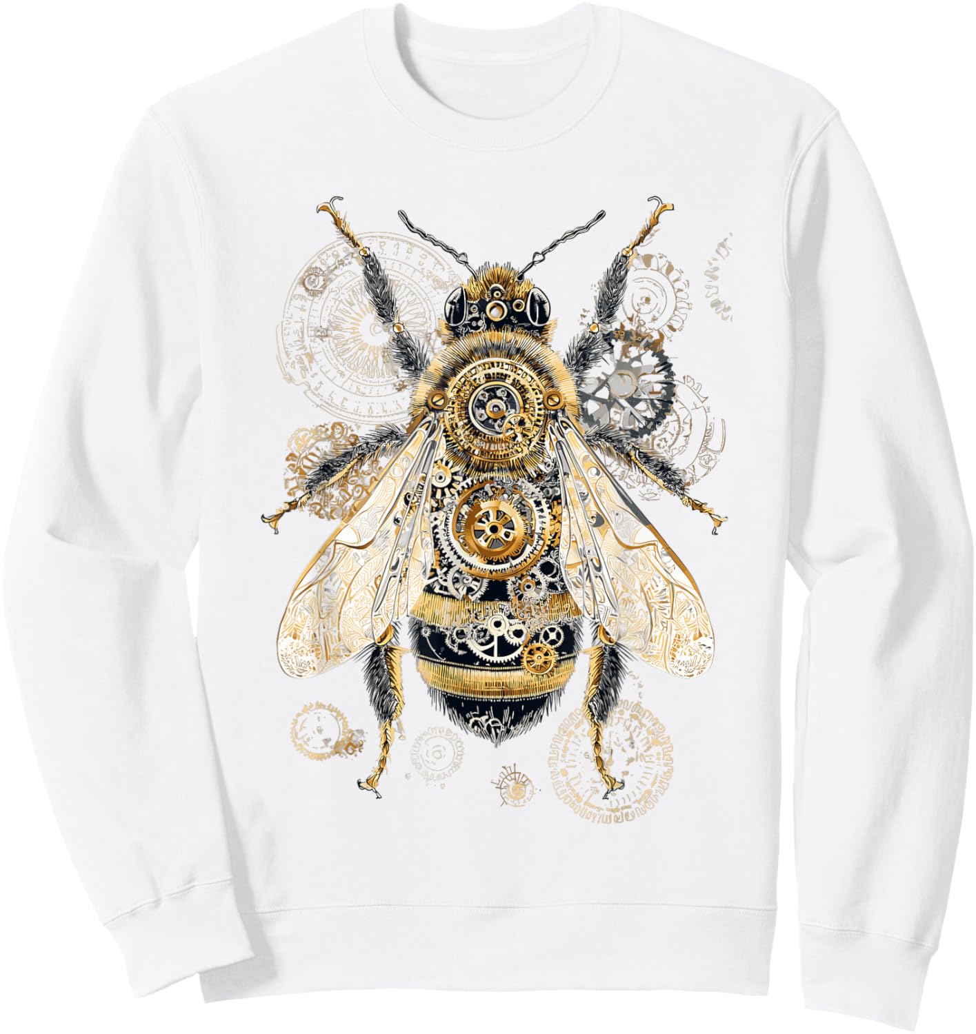 Steampunk Bee with Mechanical Details Fine and Ornate Pattern Sweatshirt - Sweatshirt | White