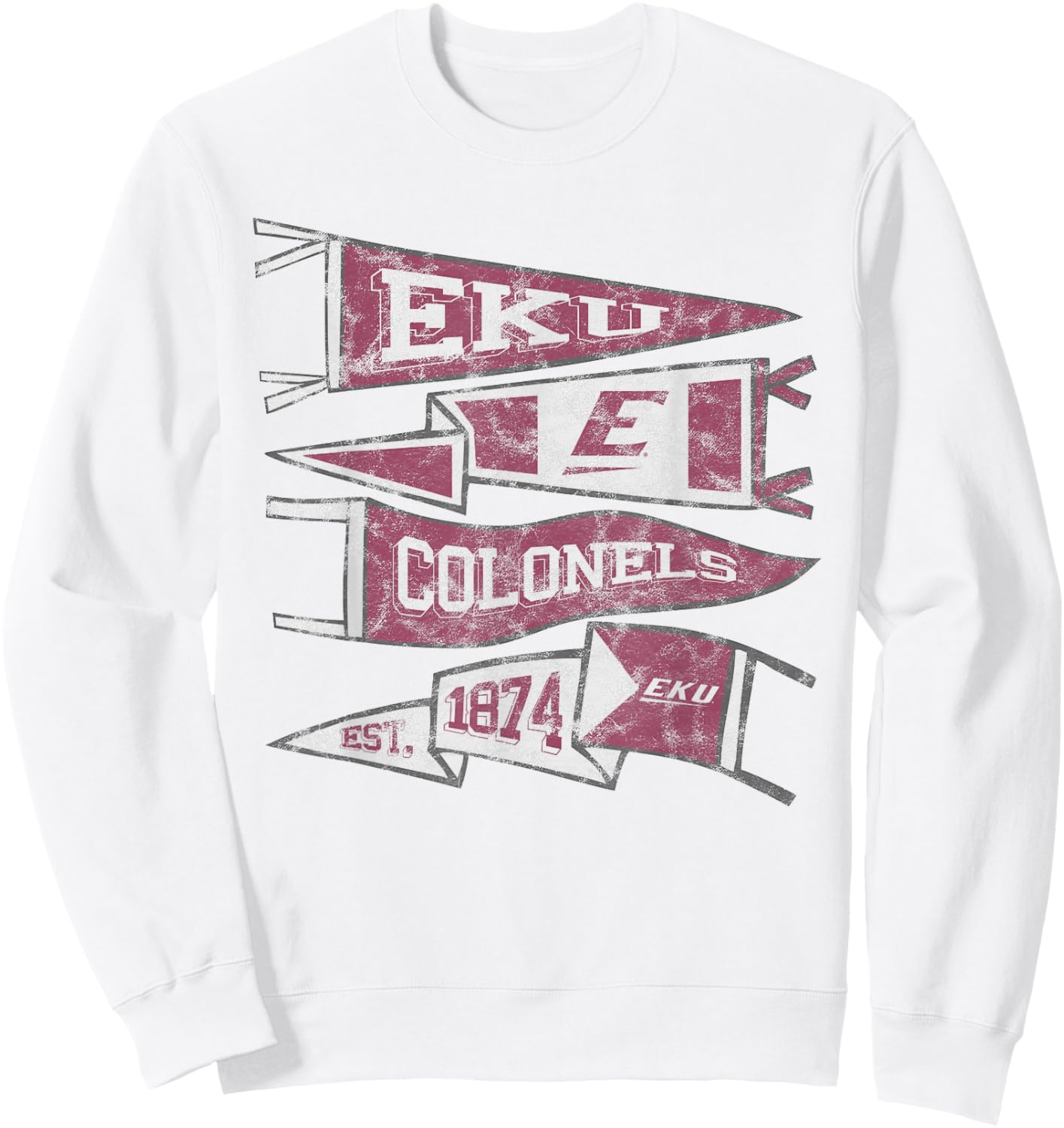 Eastern Kentucky University EKU Colonels Distressed Pennants Sweatshirt - Sweatshirt | White