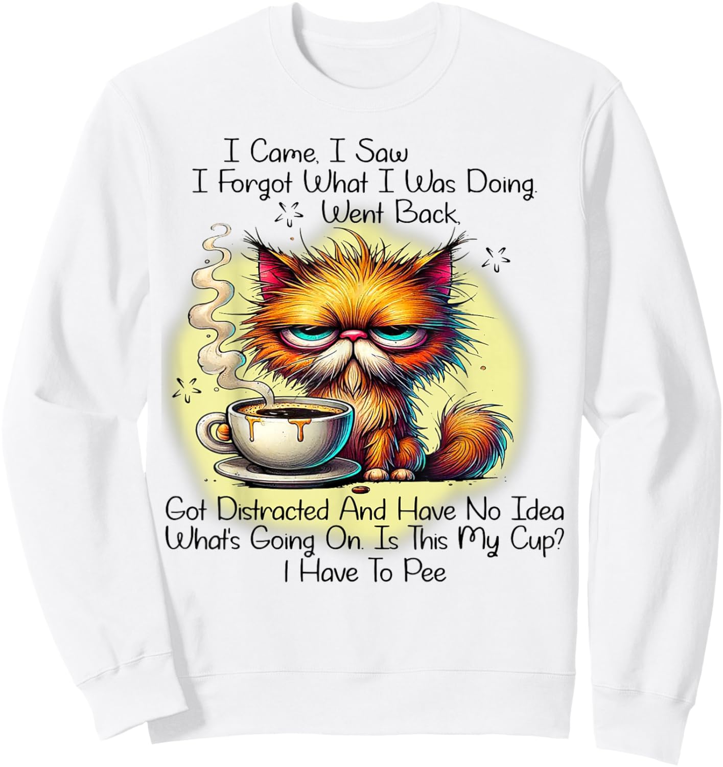 Cat I Came I Saw I Forgot What I Was Doing Went Back Sweatshirt - Sweatshirt | White
