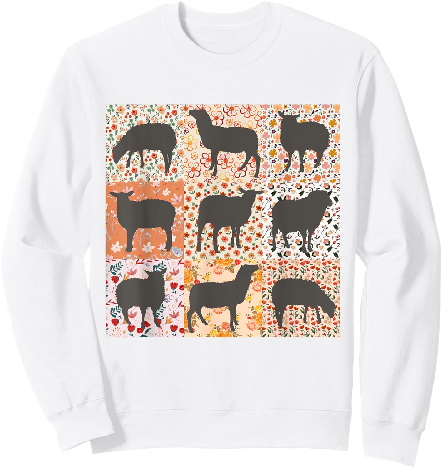 Sheep Lover Sheep Mom Sheep Mama Farmer Floral Boho Sheep Sweatshirt - Sweatshirt | White