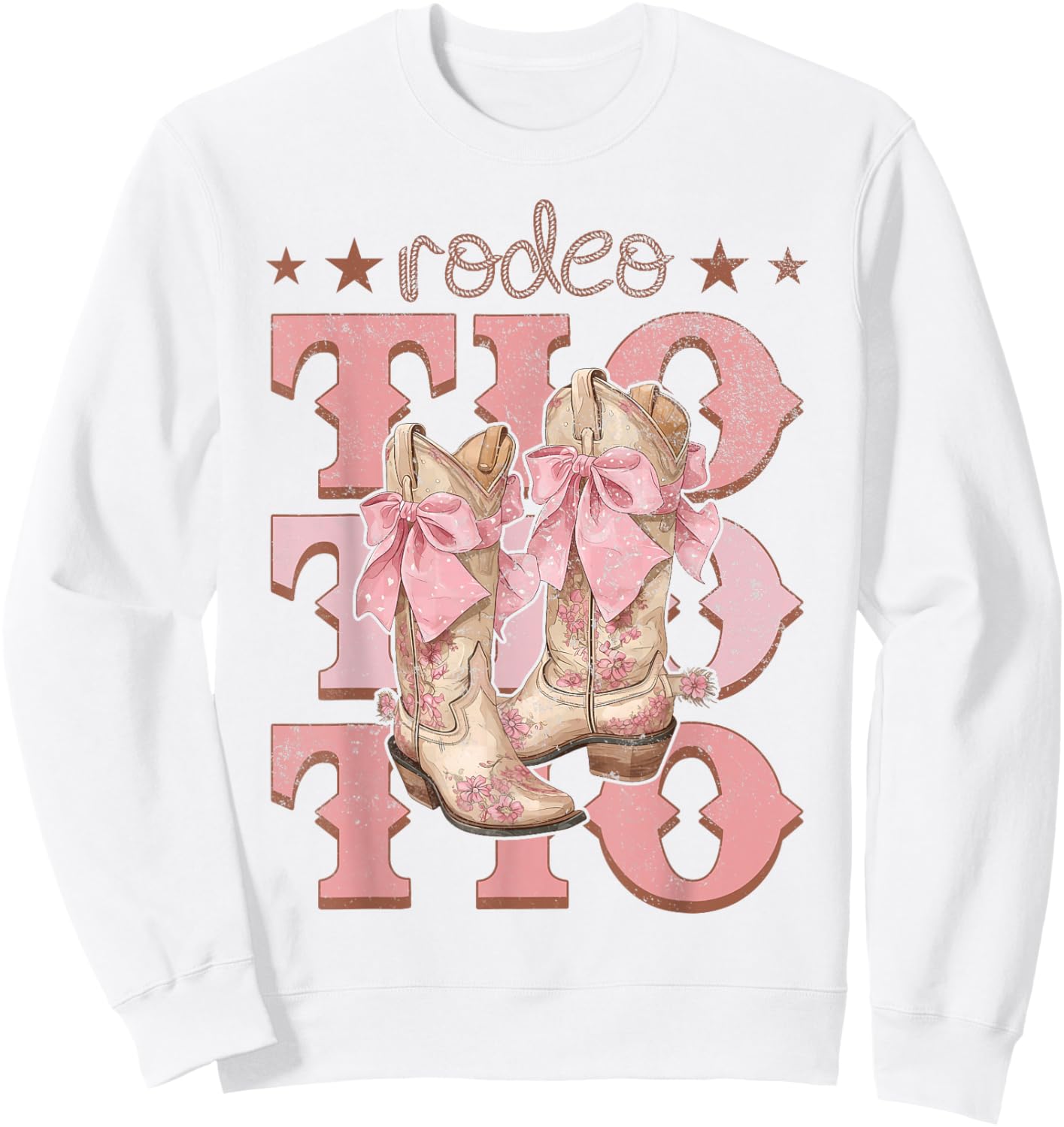 Rodeo Tio Pink Boots Coquette Cow-Girl Birthday Party Sweatshirt - Sweatshirt | White