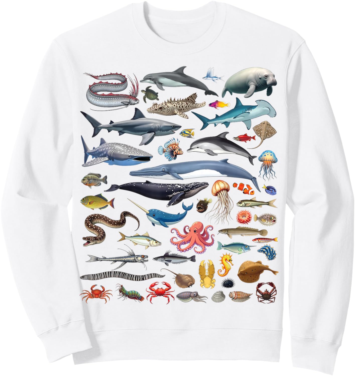 Ocean Creatures Collection Marine Life Sea Animals Sweatshirt - Sweatshirt | White