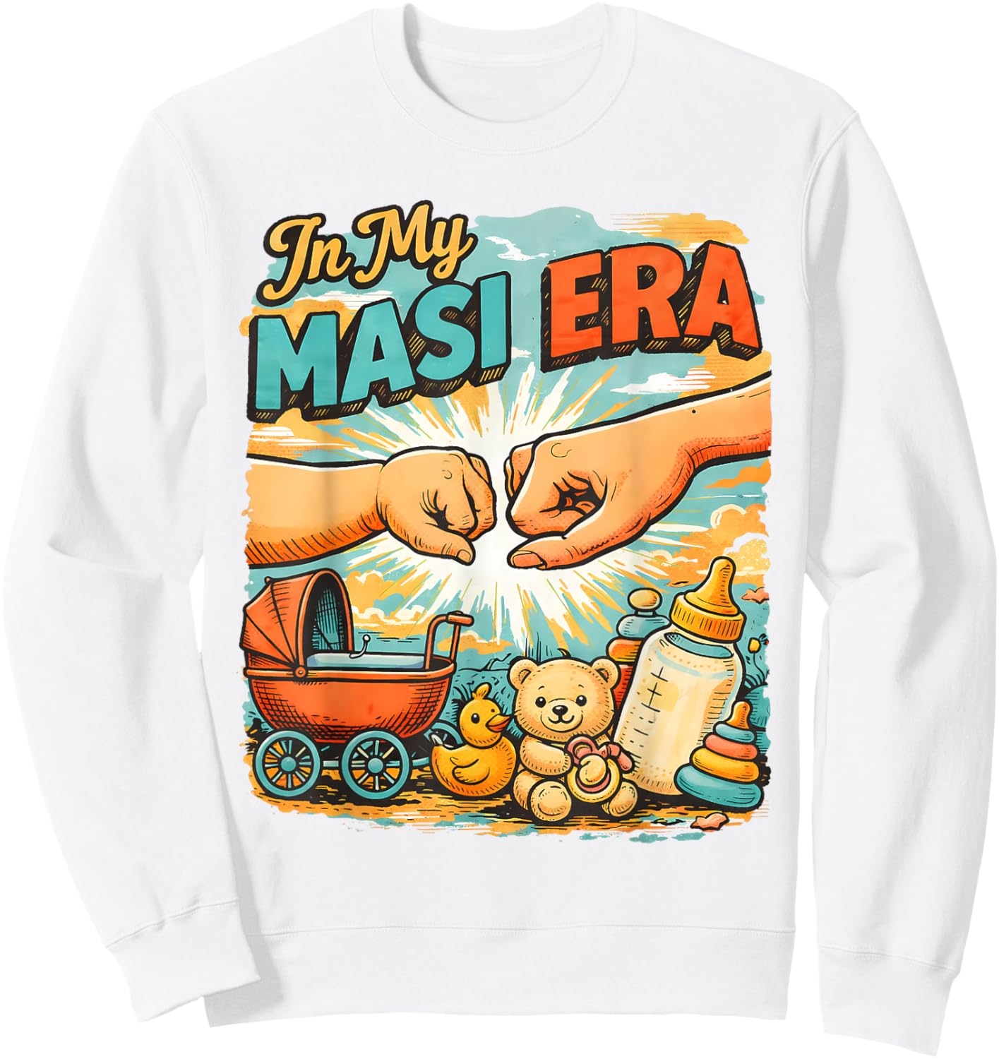 Desi Aunt Indian Pakistani Auntie Baby Shower in My MASI Sweatshirt - Sweatshirt | White