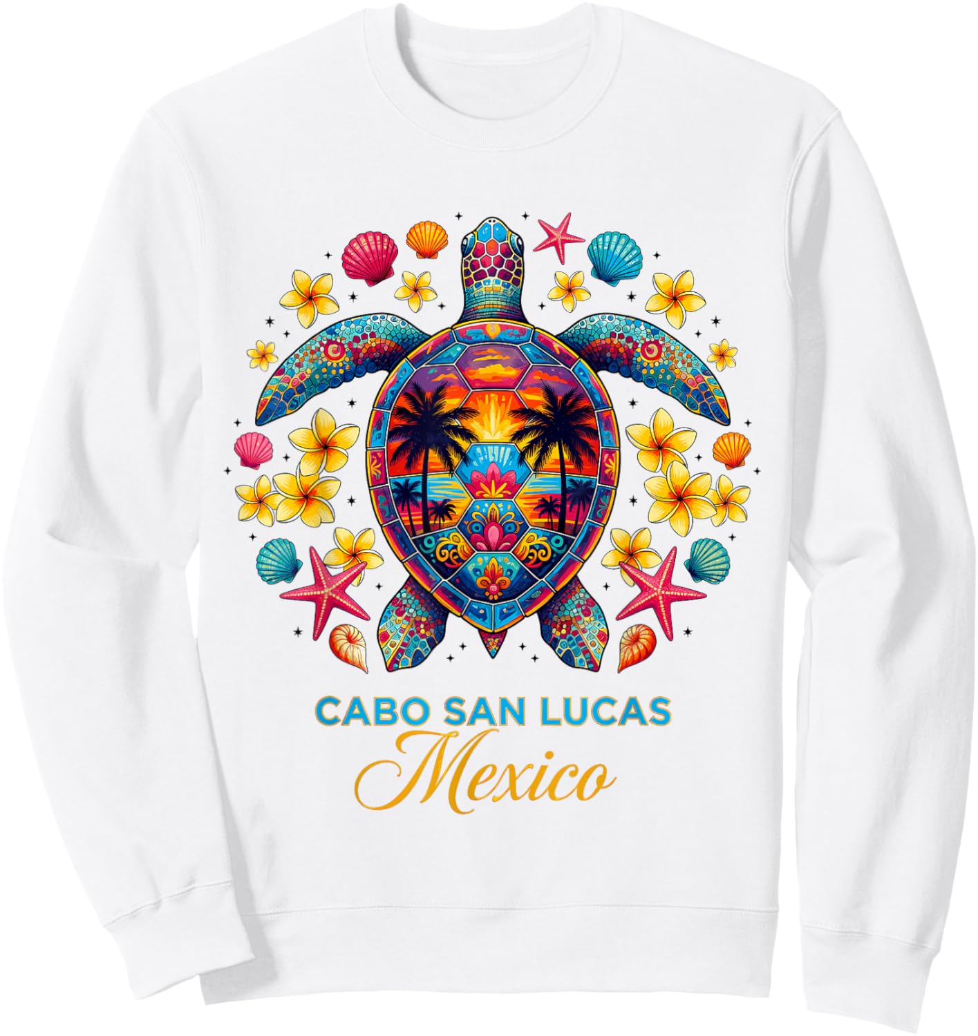 Cabo San Lucas Mexico Turtle Tropical Beach Sunset Summer Sweatshirt - Sweatshirt | White