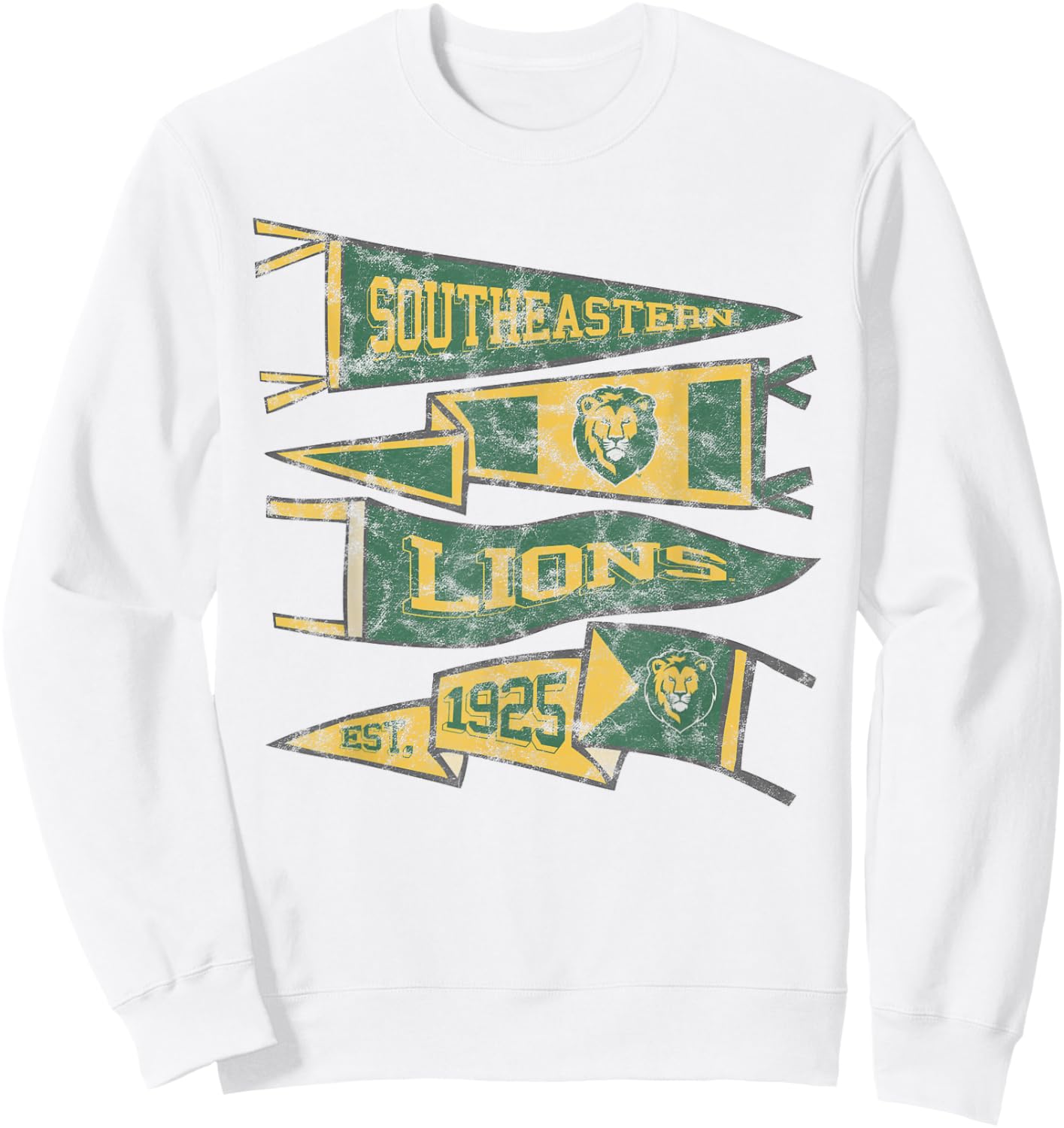 Southeastern Louisiana University Lions Distressed Pennants Sweatshirt - Sweatshirt | White