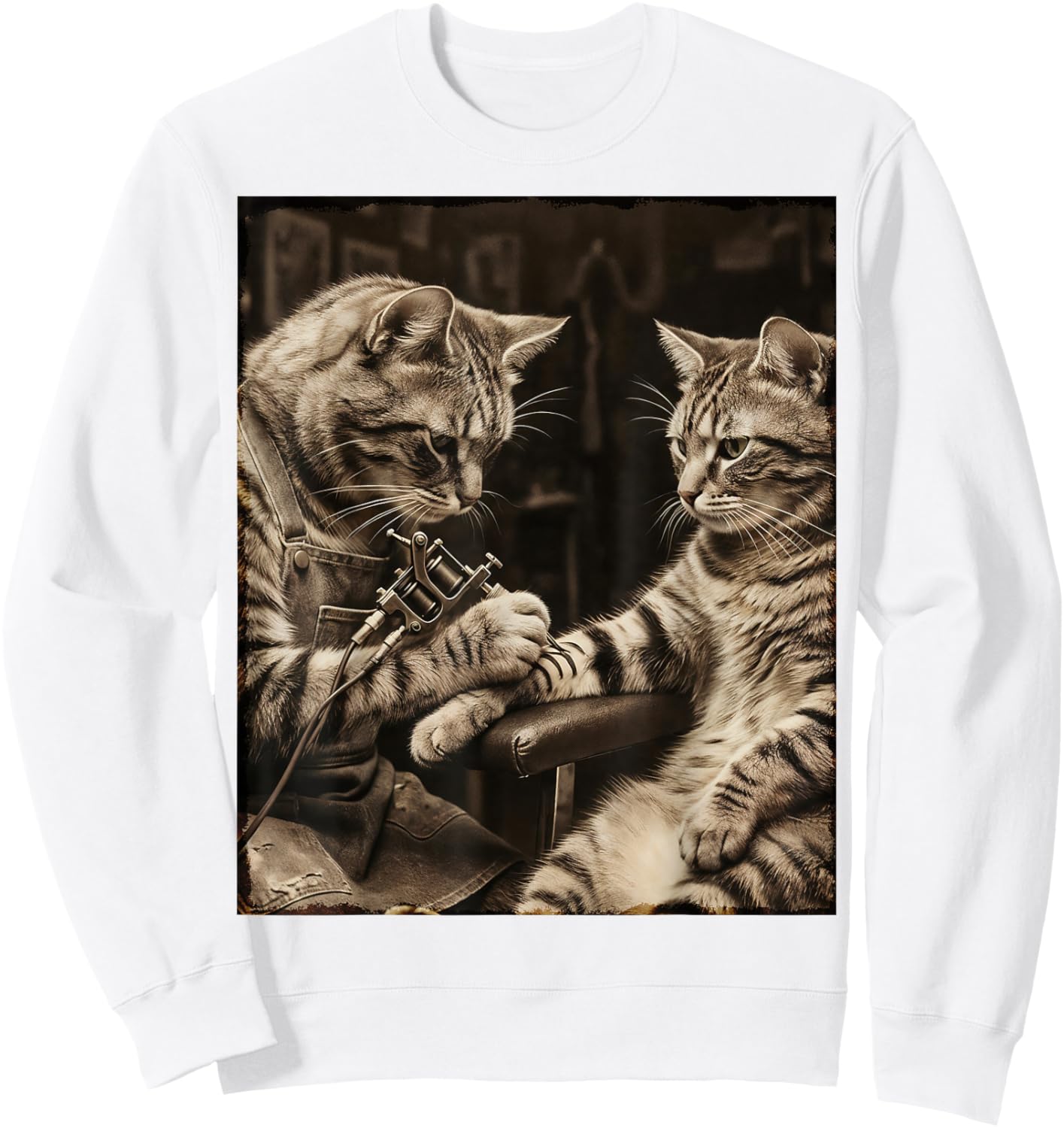 Chat Tatouage Chat Drôle Meme Encres Kitty Humour Tatoueur Artiste Sweatshirt - Sweatshirt | White