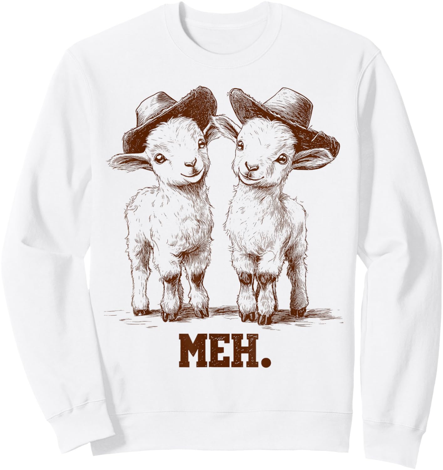 Meh Goat Meme Farm Animal Funny Farmer Animals Lover Sweatshirt - Sweatshirt | White