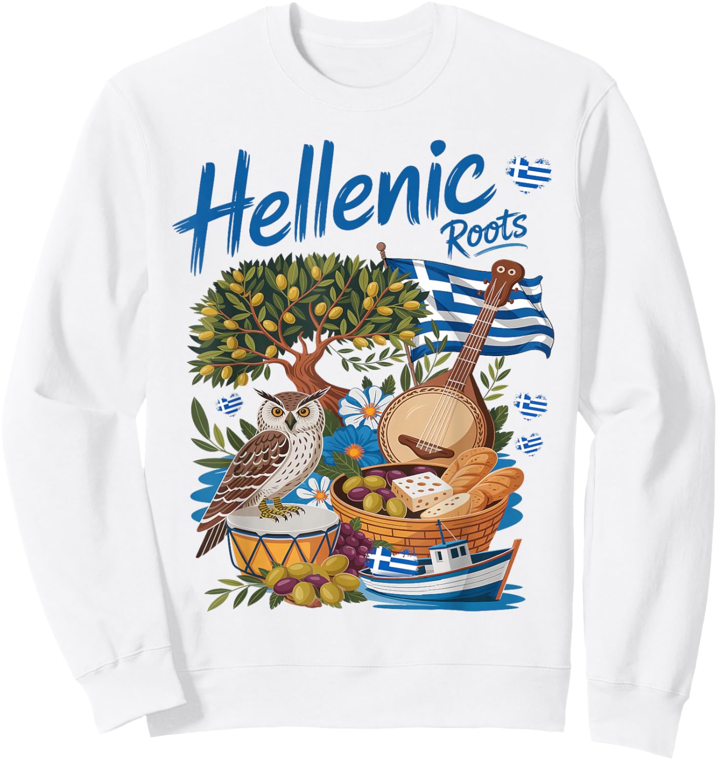 Greek Flag Outfit Idea for Kids with Hellenic Greece Roots Sweatshirt - Sweatshirt | White