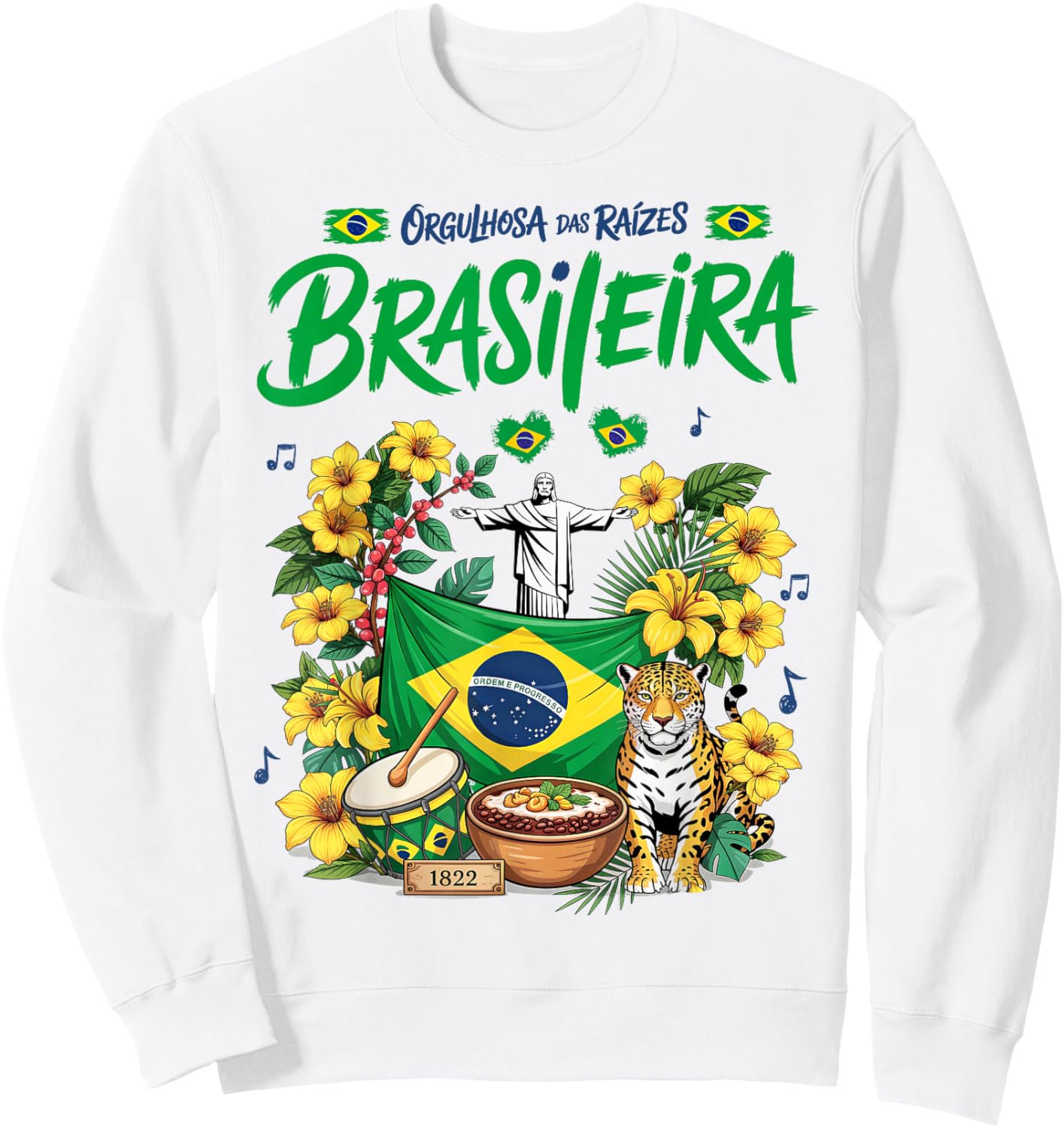 Brasileira Brasil Flag Idea Brazilian Cultural Sweatshirt - Sweatshirt | White