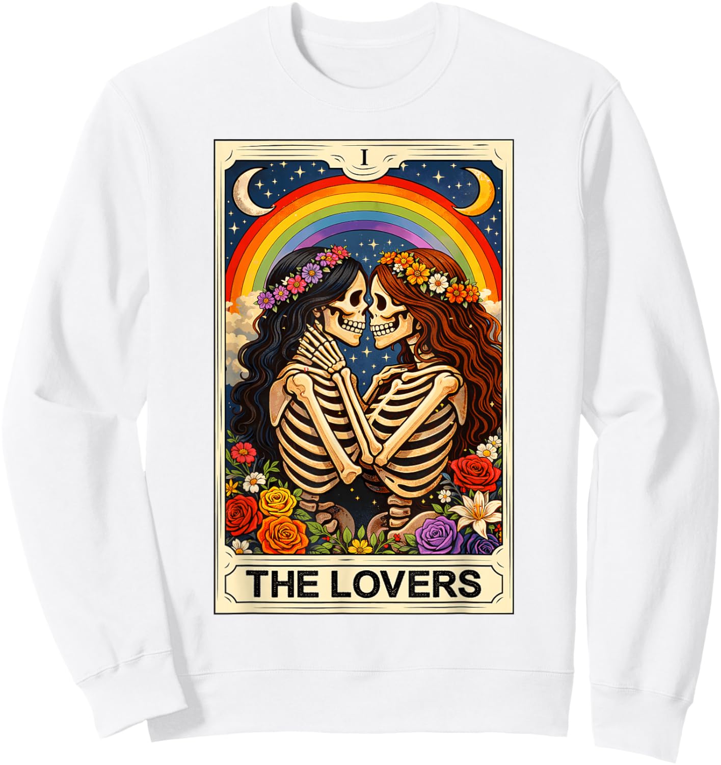 Lovers Tarot Card Lesbian Couple Matching LGBTQ Pride Sweatshirt - Sweatshirt | White