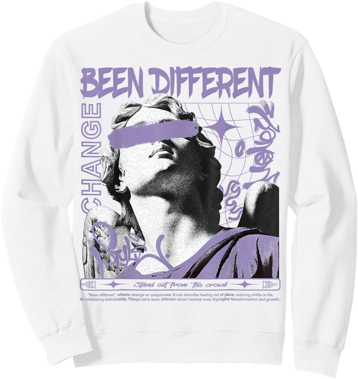 Hydrangeas Wild Grape White Purple Graphic Match Sweatshirt - Sweatshirt | White