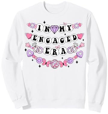 In My Engaged Era Disco Friendship Bracelet Mrs Fiance Bride Sweatshirt - Sweatshirt | White