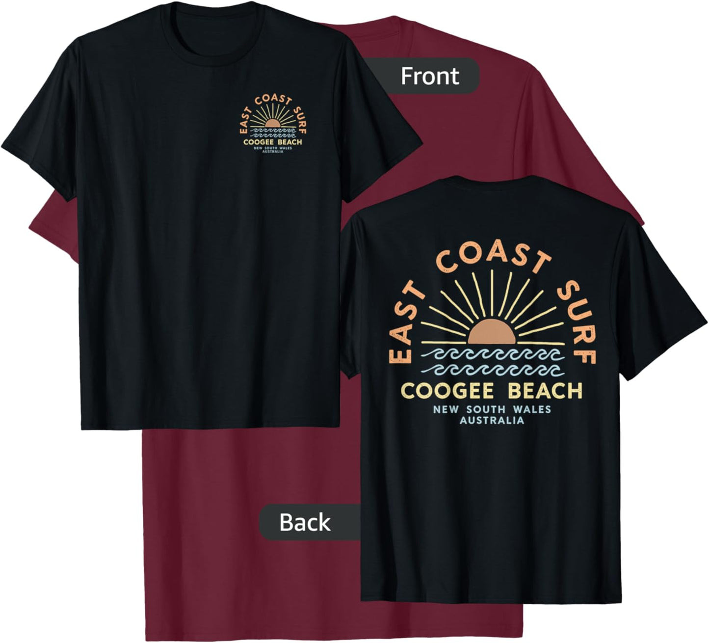 Coogee Beach Australia Souvenir 2-sided T-Shirt - T-Shirt | Maroon
