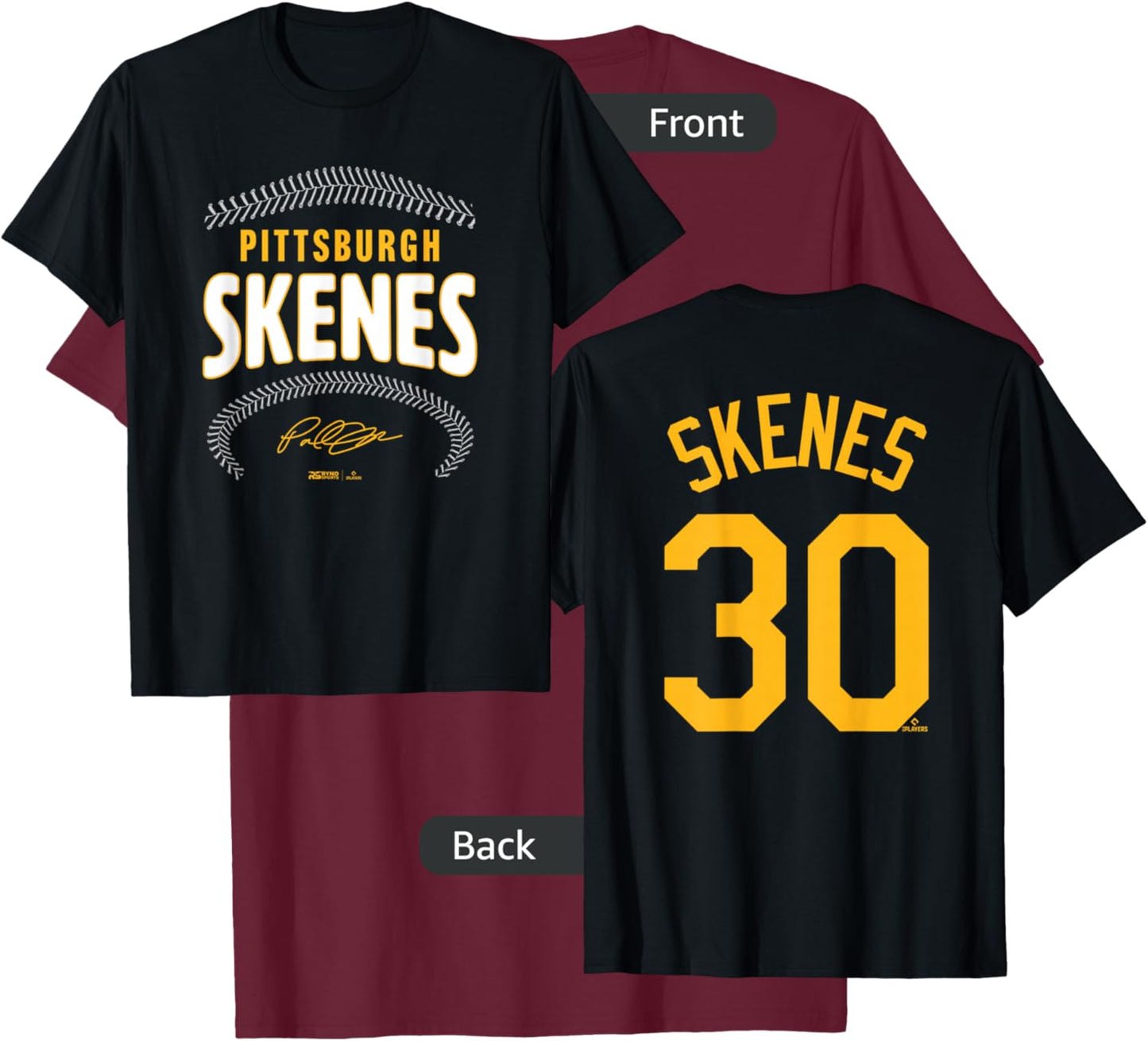 Paul Skenes Pittsburgh Name & Number (Front & Back) MLBPA T-Shirt - T-Shirt | Maroon