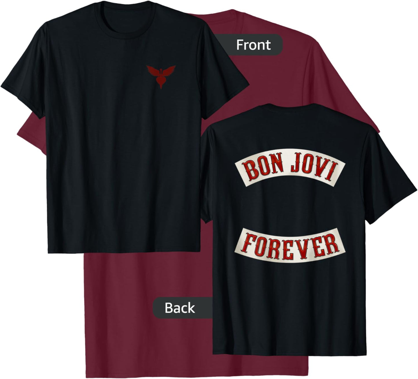 Official Bon Jovi Forever Back Print T-Shirt - T-Shirt | Maroon