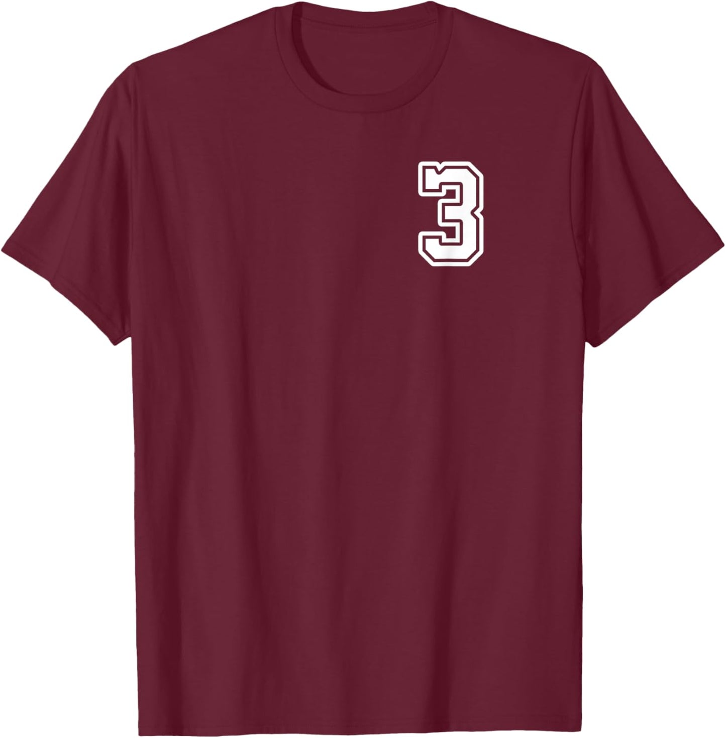 Number 3 Shirt #3 Player Sports Team Men Women Kids T-Shirt - T-Shirt | Maroon