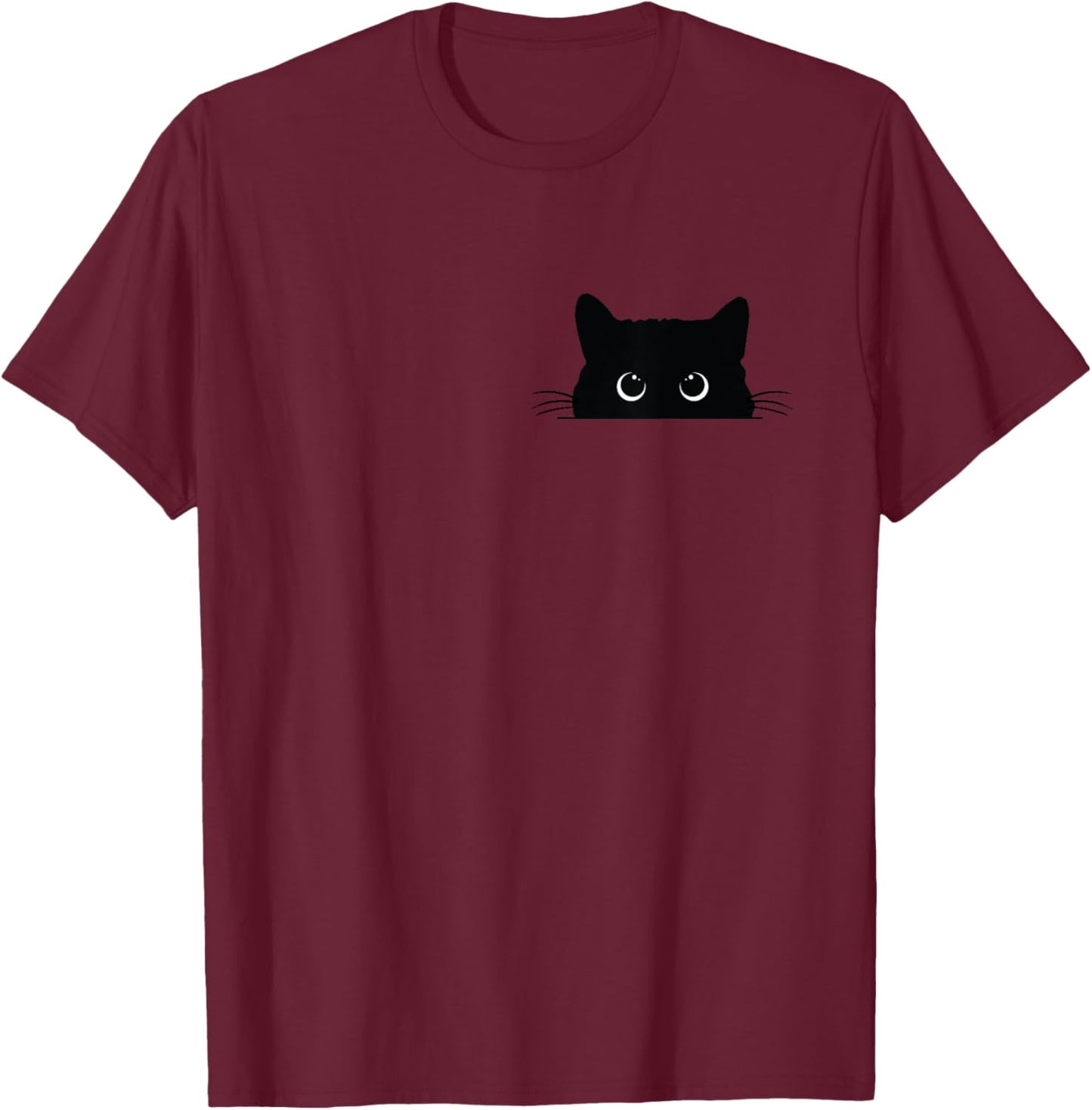 Cute Black Cat Peeking Halloween Spooky Season Fall Women T-Shirt - T-Shirt | Maroon