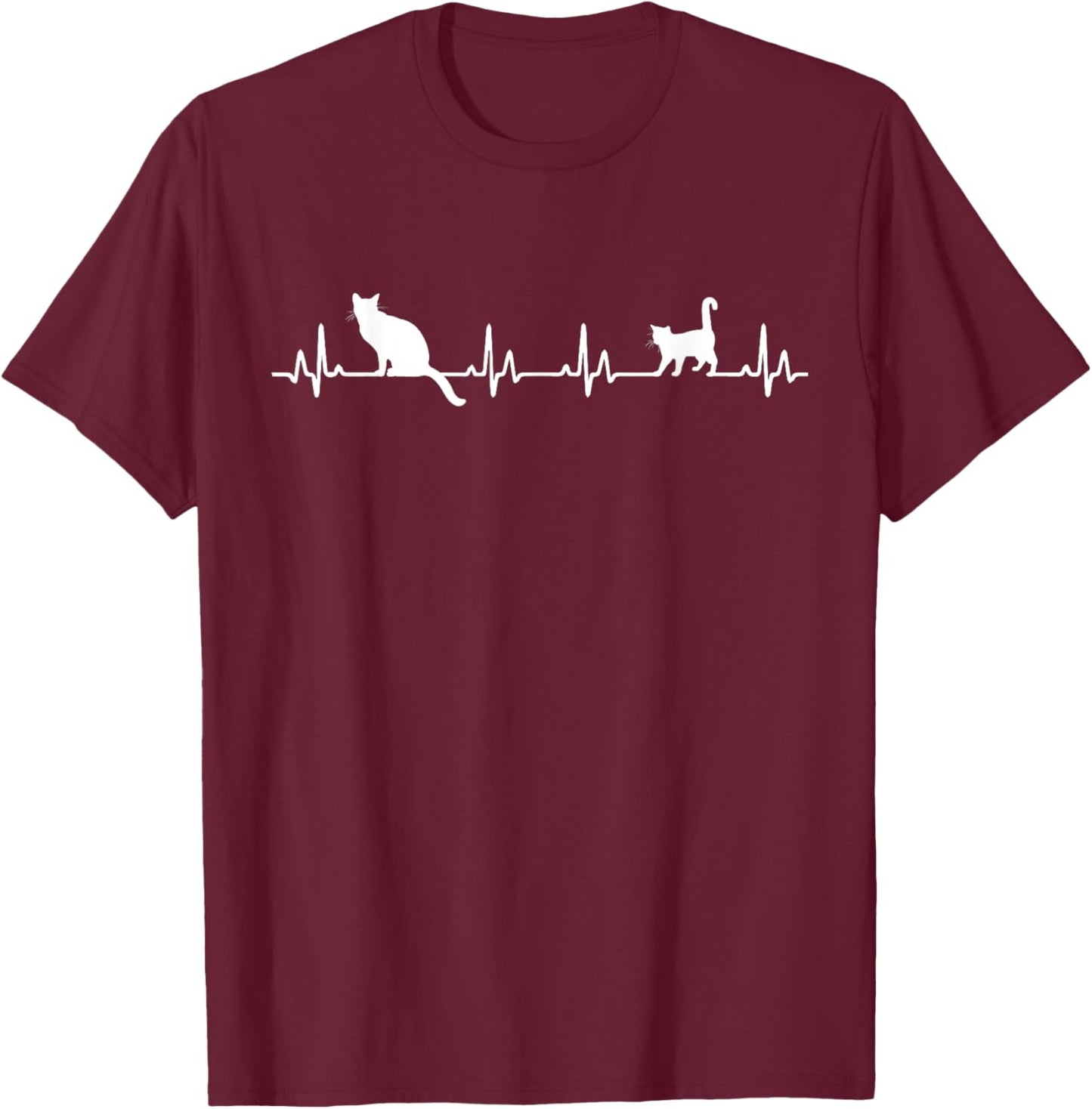Heartbeat Cat Lover Cute Cat Women Kids T-Shirt - T-Shirt | Maroon