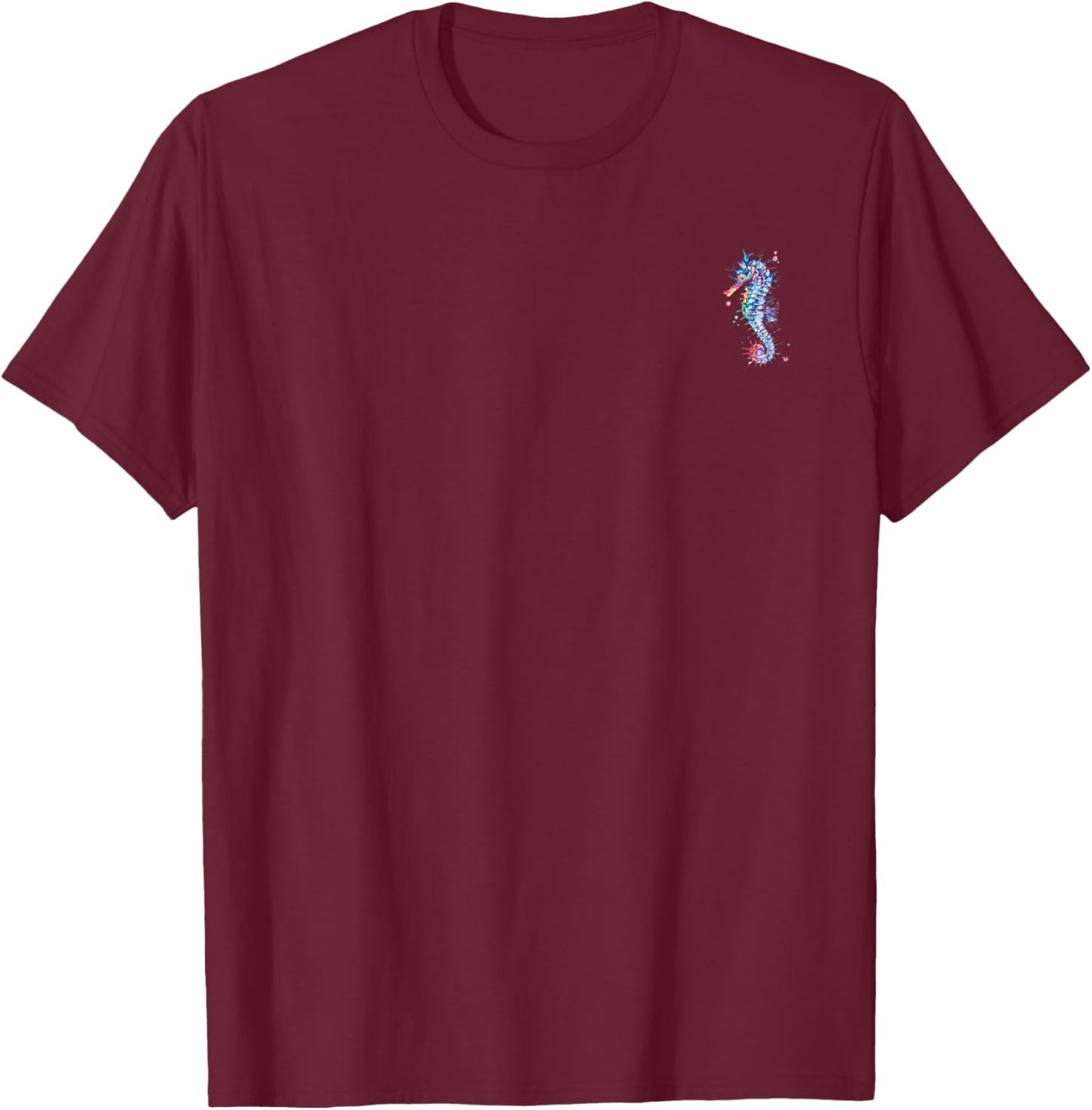 Seahorse Colored in the Pocket Ocean Life Graphic T-Shirt - T-Shirt | Maroon