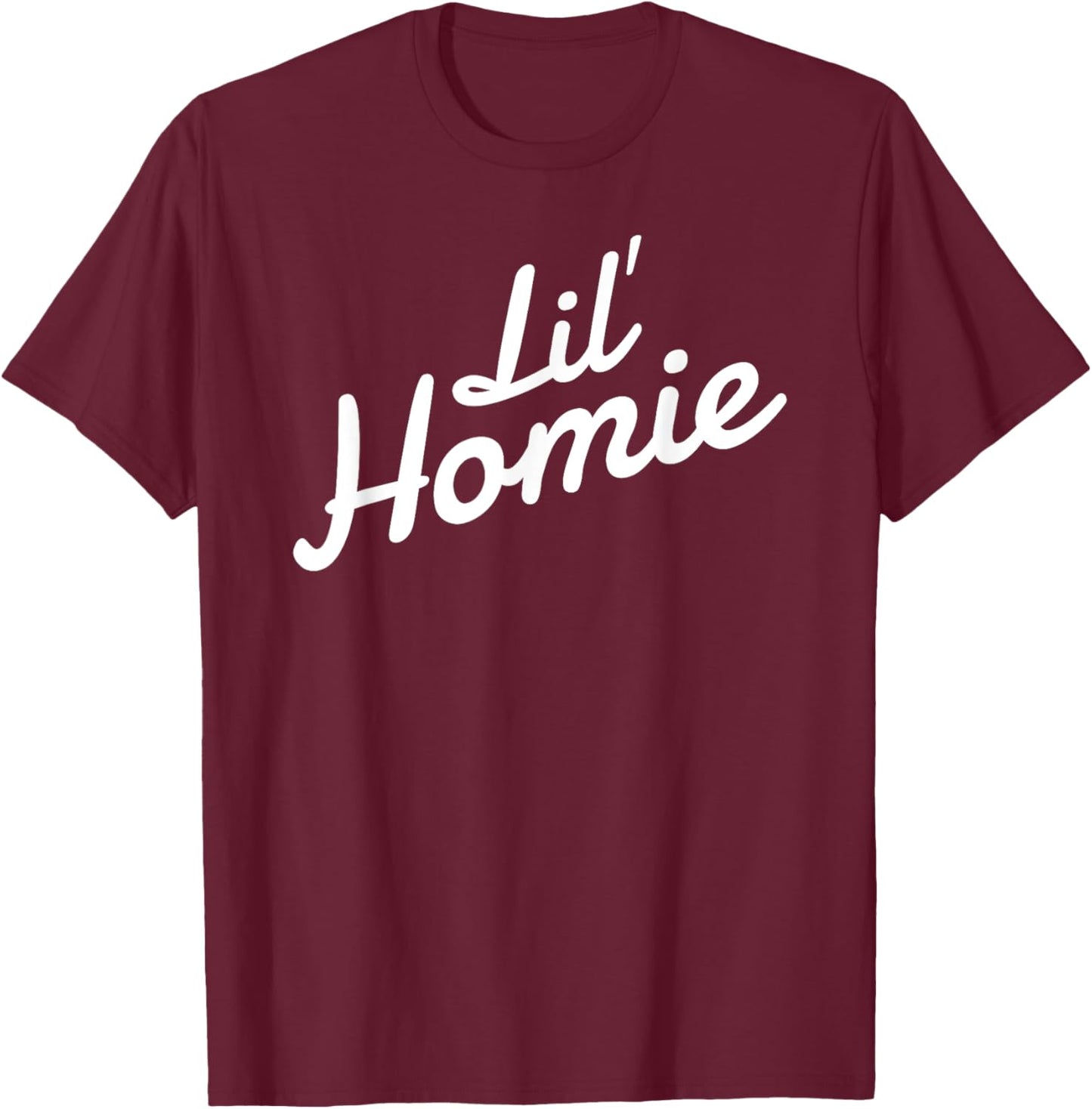 Mexican Homie Apparel Co. Lil' Homie - Black, -Adults & Kids, Short Sleeve, Regular Fit, Small T-Shirt - T-Shirt | Maroon
