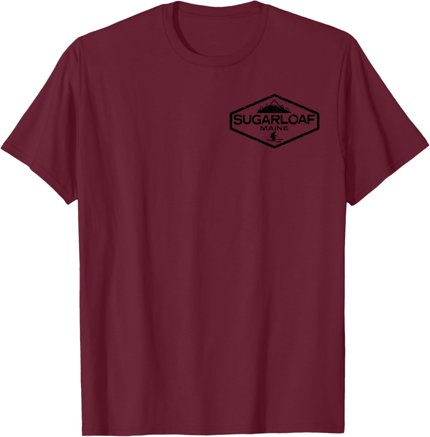 Sugarloaf Maine Vintage Distressed Front and Back T-Shirt - T-Shirt | Maroon