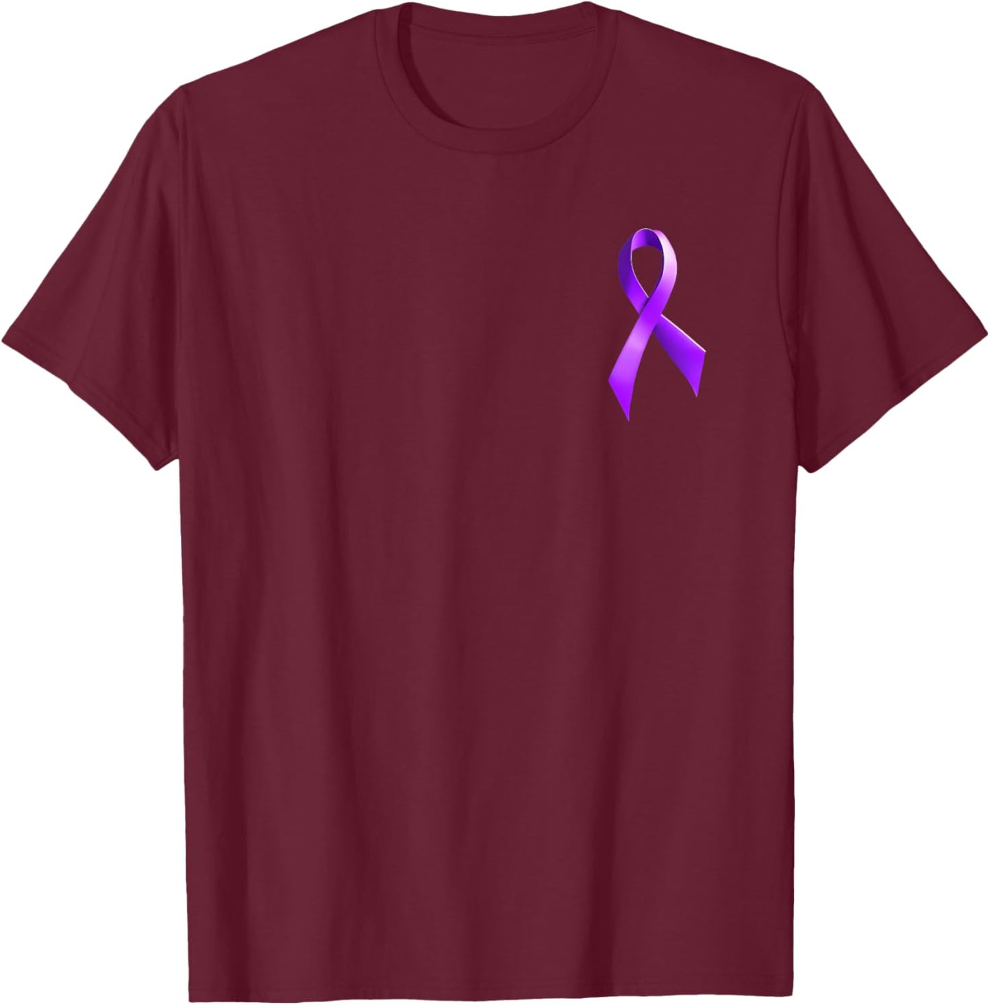 Pancreatic Cancer Purple Ribbon T-Shirt - T-Shirt | Maroon