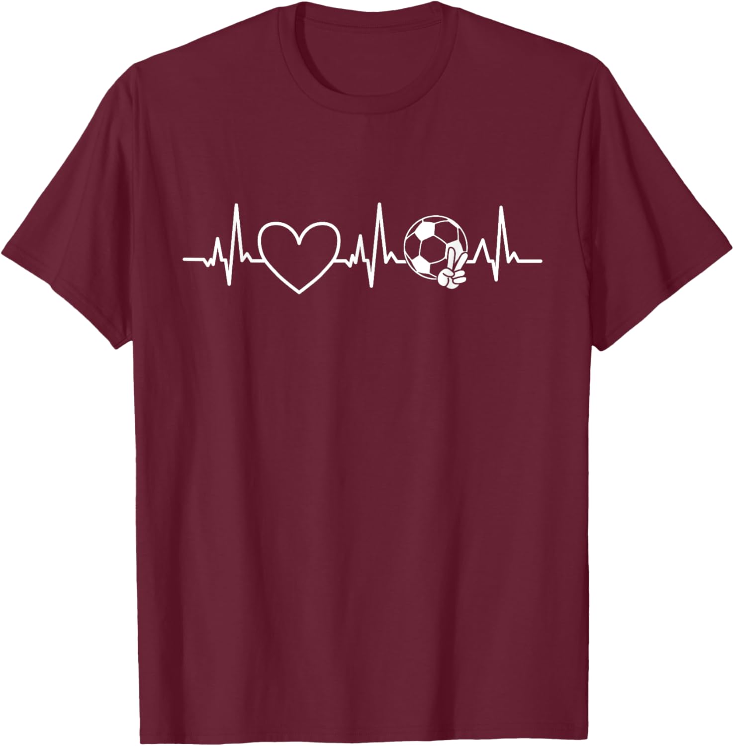 Soccer Heartbeat Design Women Football Dad Mom T-Shirt - T-Shirt | Maroon