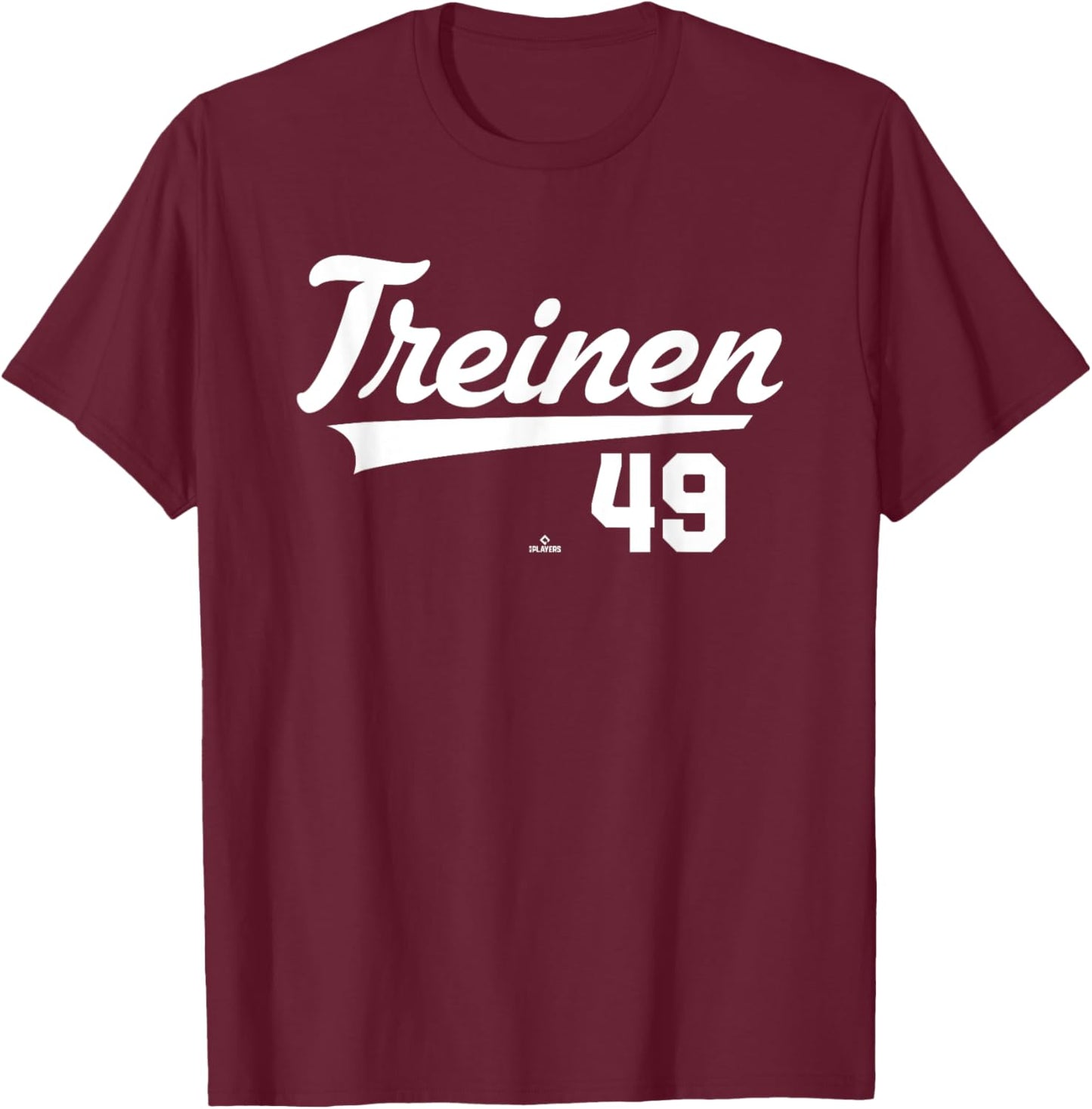 Player Name Swoosh Blake Treinen Los Angeles Baseball MLBPA T-Shirt - T-Shirt | Maroon