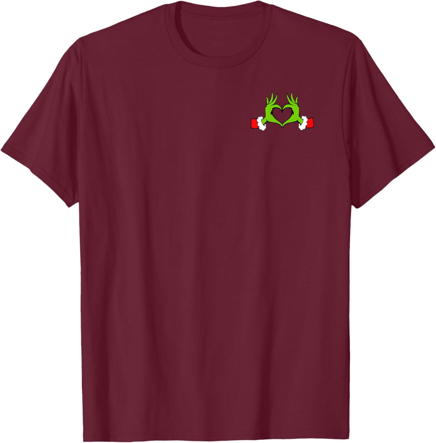 Heart Funny Santa Christmas Xmas Ornaments Pocket Pajamas T-Shirt - T-Shirt | Maroon