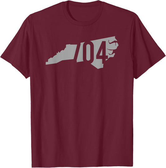 704 Area Code, Charlotte, Concord, Gastonia, North Carolina T-Shirt - T-Shirt | Maroon