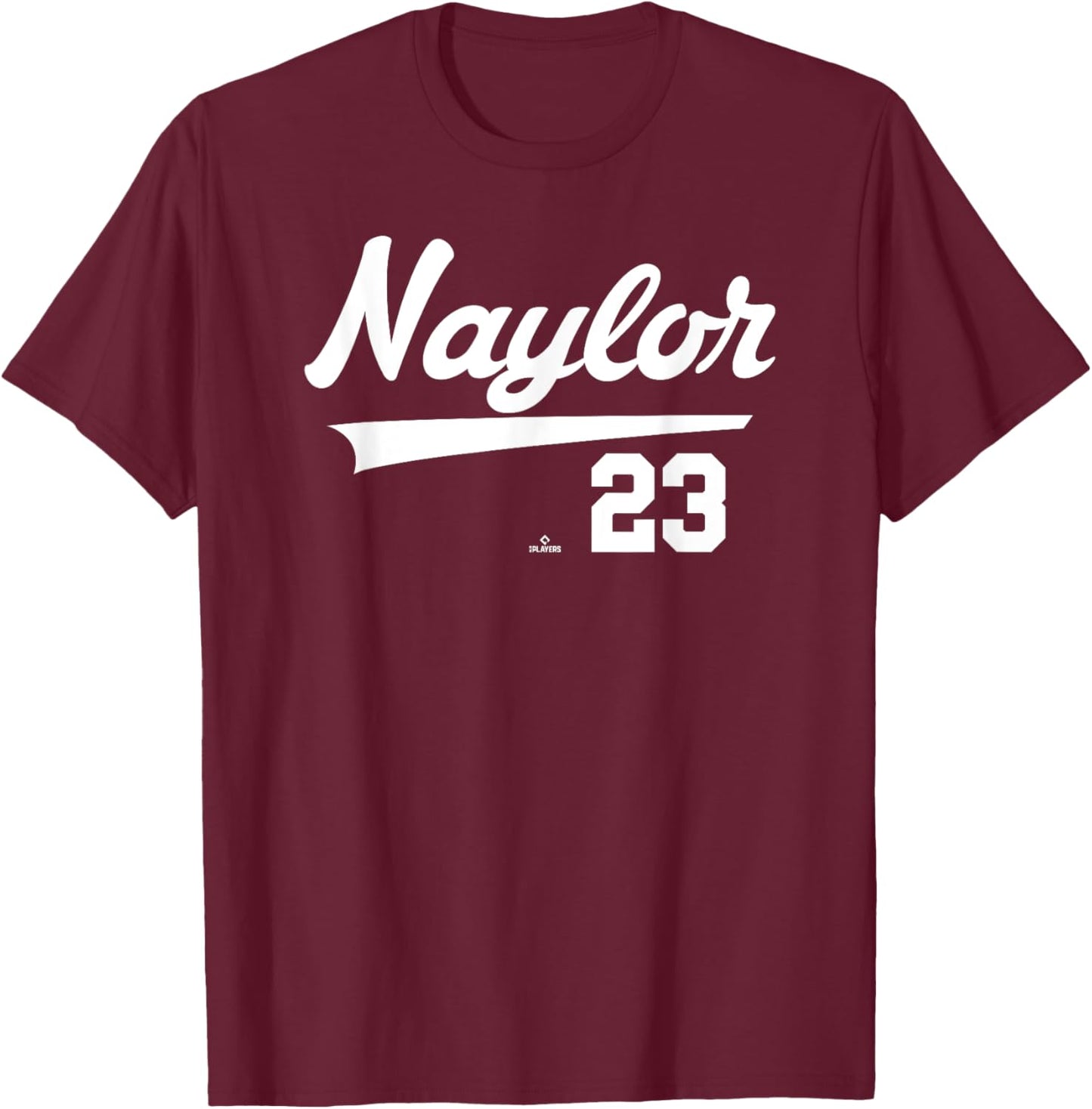 Player Name Swoosh Bo Naylor Cleveland Baseball MLBPA T-Shirt - T-Shirt | Maroon