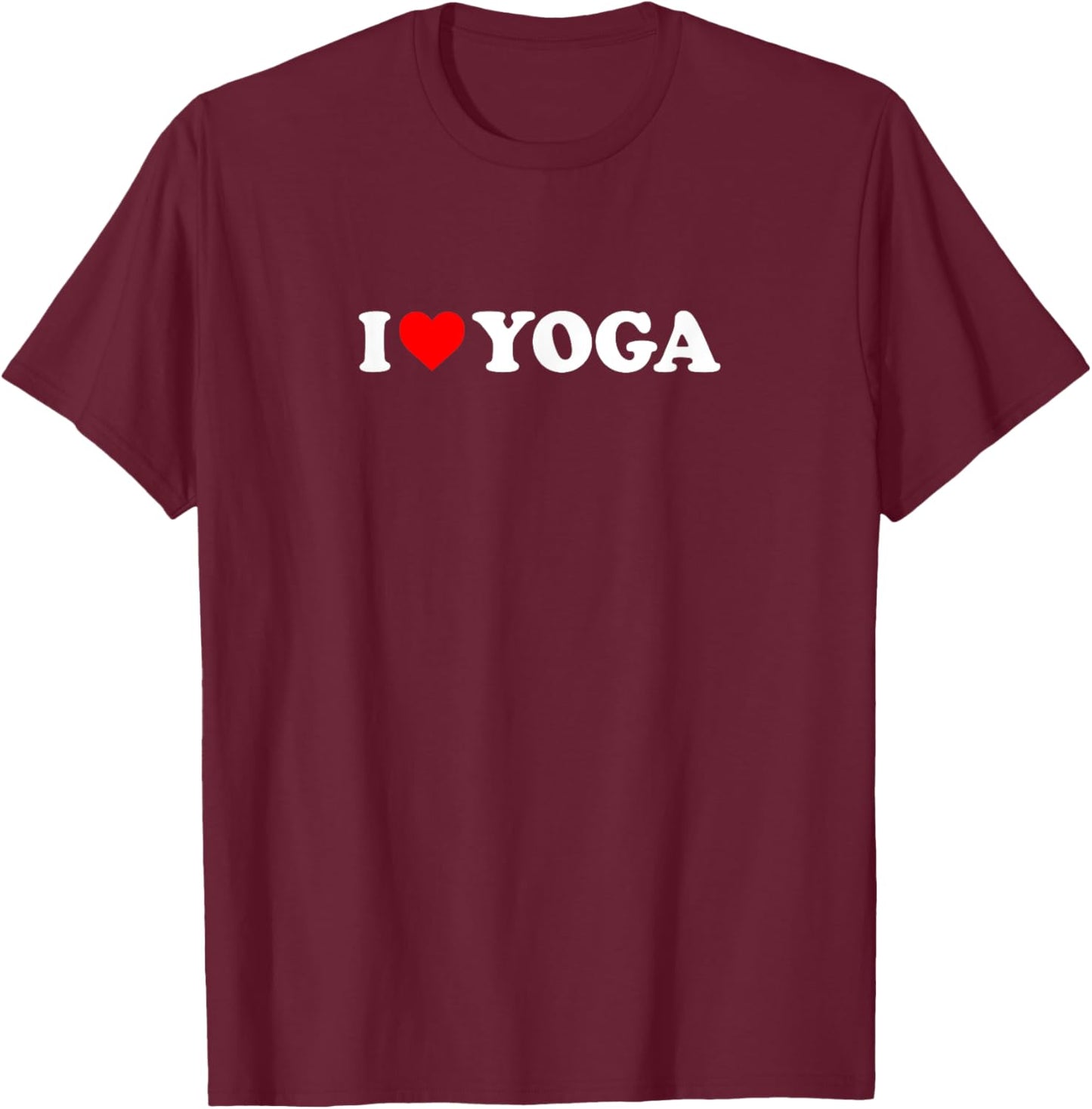 I Love Heart Yoga Simple Cute Funny T-Shirt - T-Shirt | Maroon