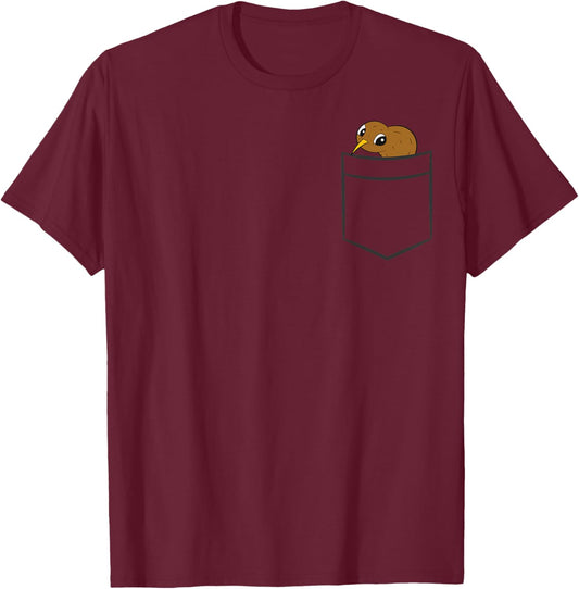 Kiwi In A Pocket Funny Kiwi Bird T-Shirt - T-Shirt | Maroon
