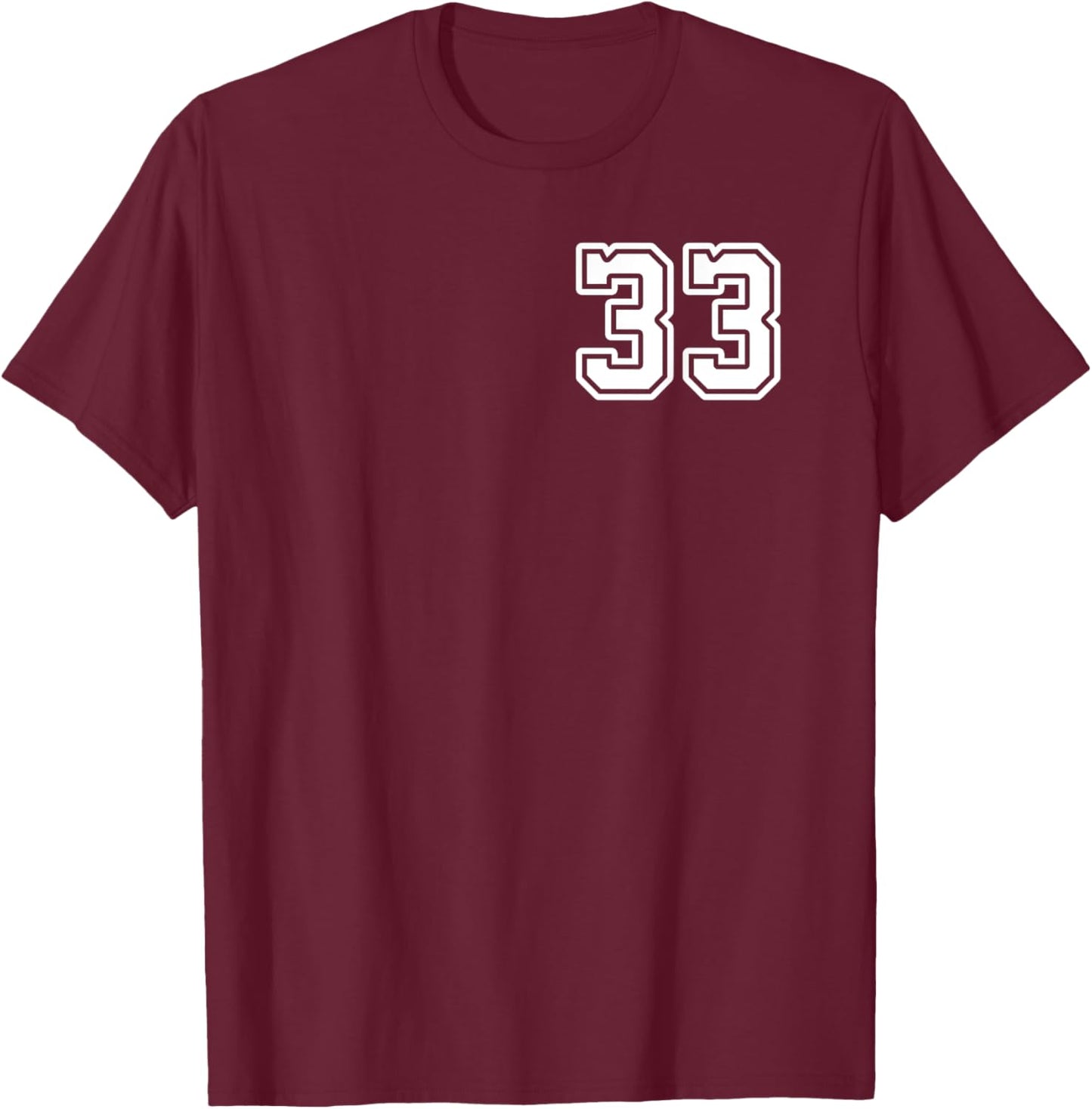 Number 33 Shirt #33 Player Sports Team Men Women Kids T-Shirt - T-Shirt | Maroon