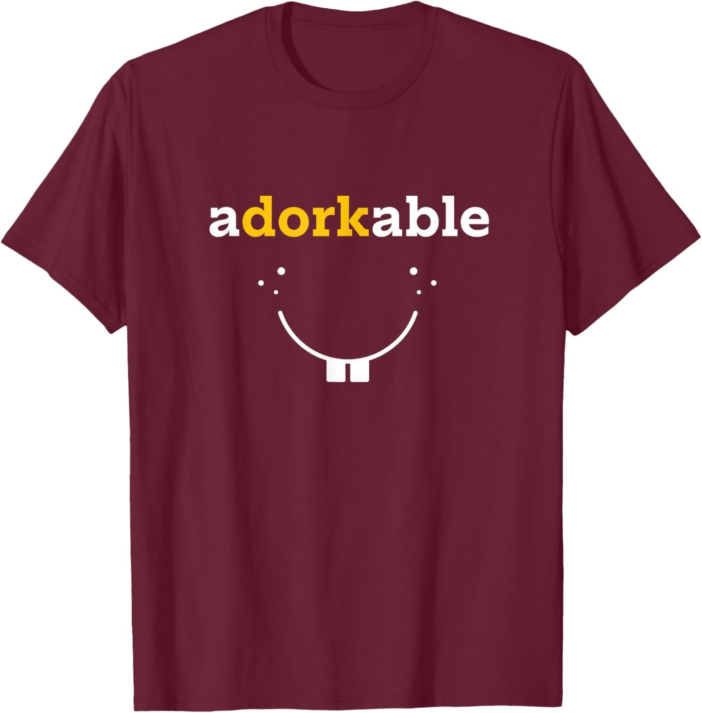Nerdy Humor Shirt - Adorkable Adorable Dork Smiling Face T-Shirt - T-Shirt | Maroon