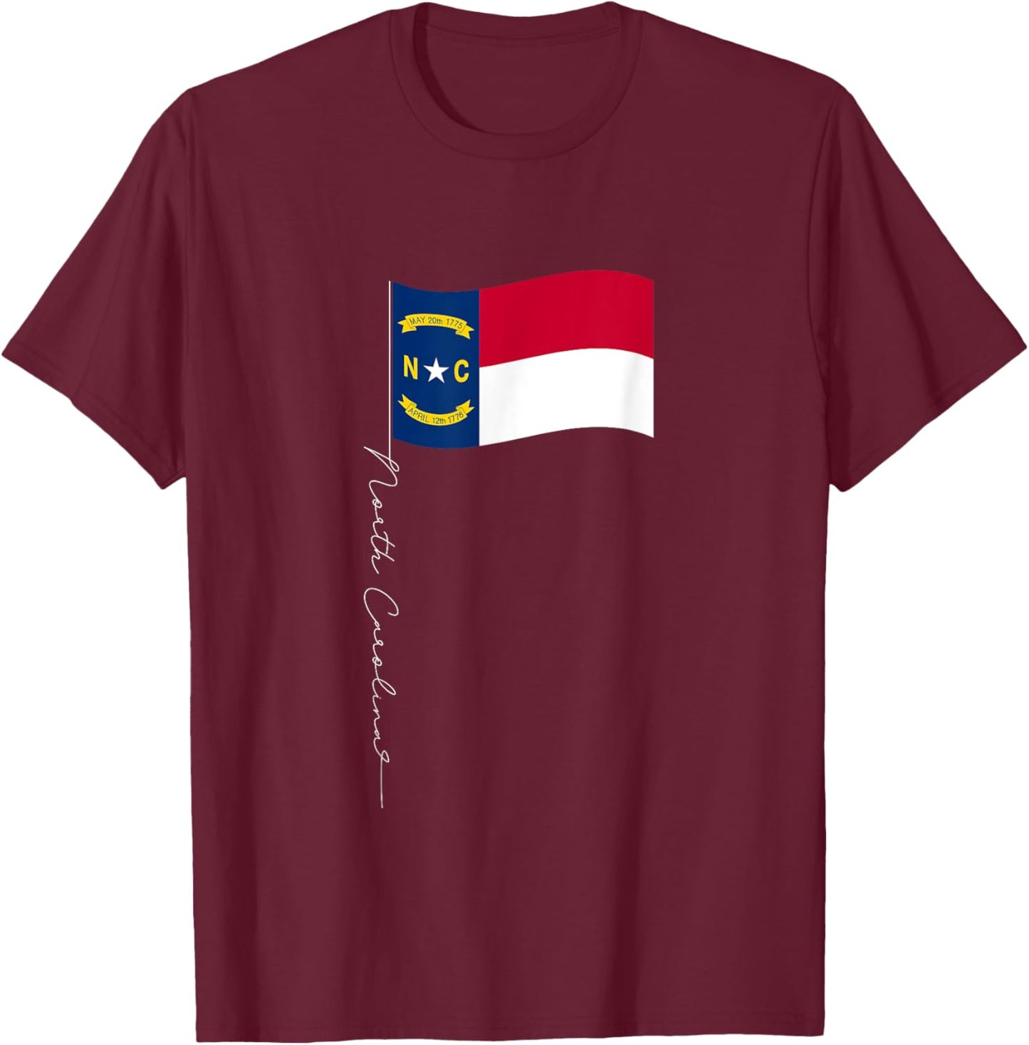North Carolina Signature Flag Pole - North Carolinian Flag T-Shirt - T-Shirt | Maroon