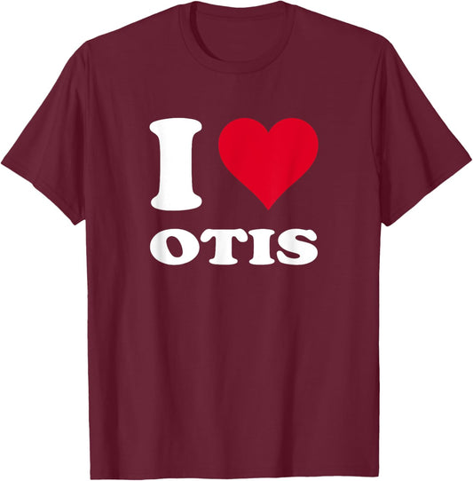 Red Heart I Love Otis T-Shirt - T-Shirt | Maroon