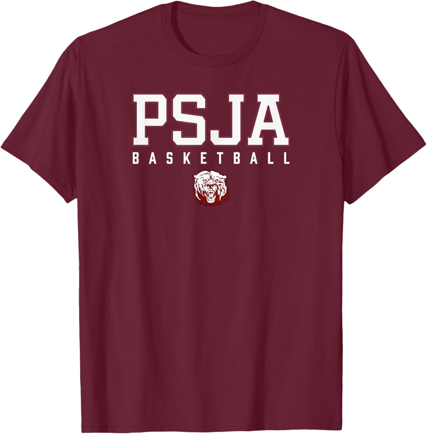 PSJA Battlin Bear Logo Basketball HS T-Shirt - T-Shirt | Maroon