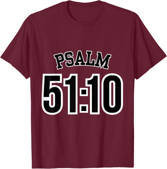 Psalm 51:10 - Sports Jersey Christian Scripture Verse Design T-Shirt - T-Shirt | Maroon