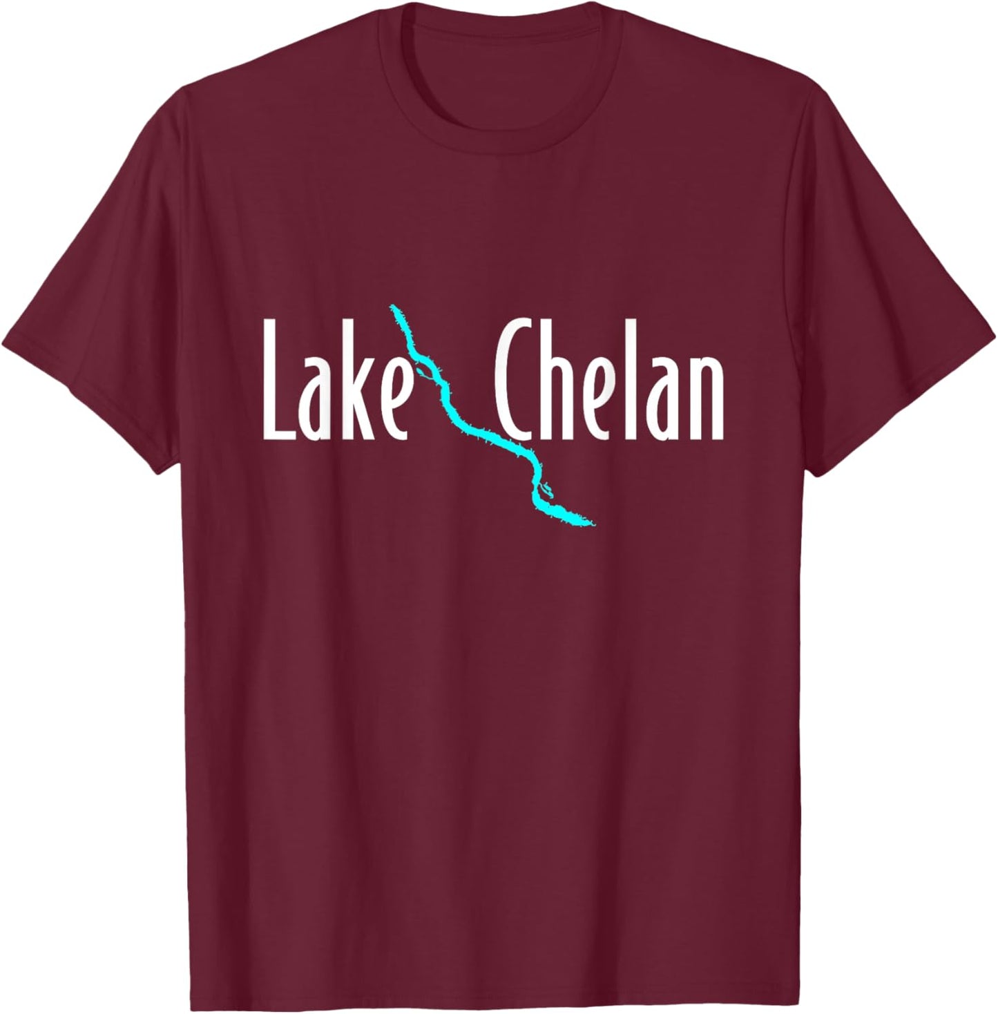 Minimalist Lake Chelan - Washington T-Shirt - T-Shirt | Maroon