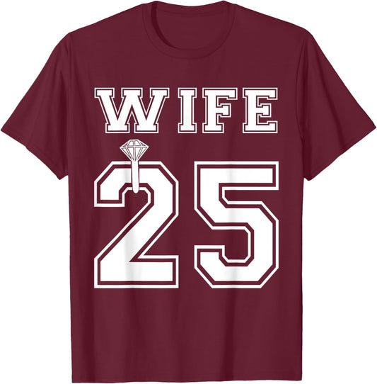 Wife 2025 Husband Matching Engagement Party Honeymoon T-Shirt - T-Shirt | Maroon