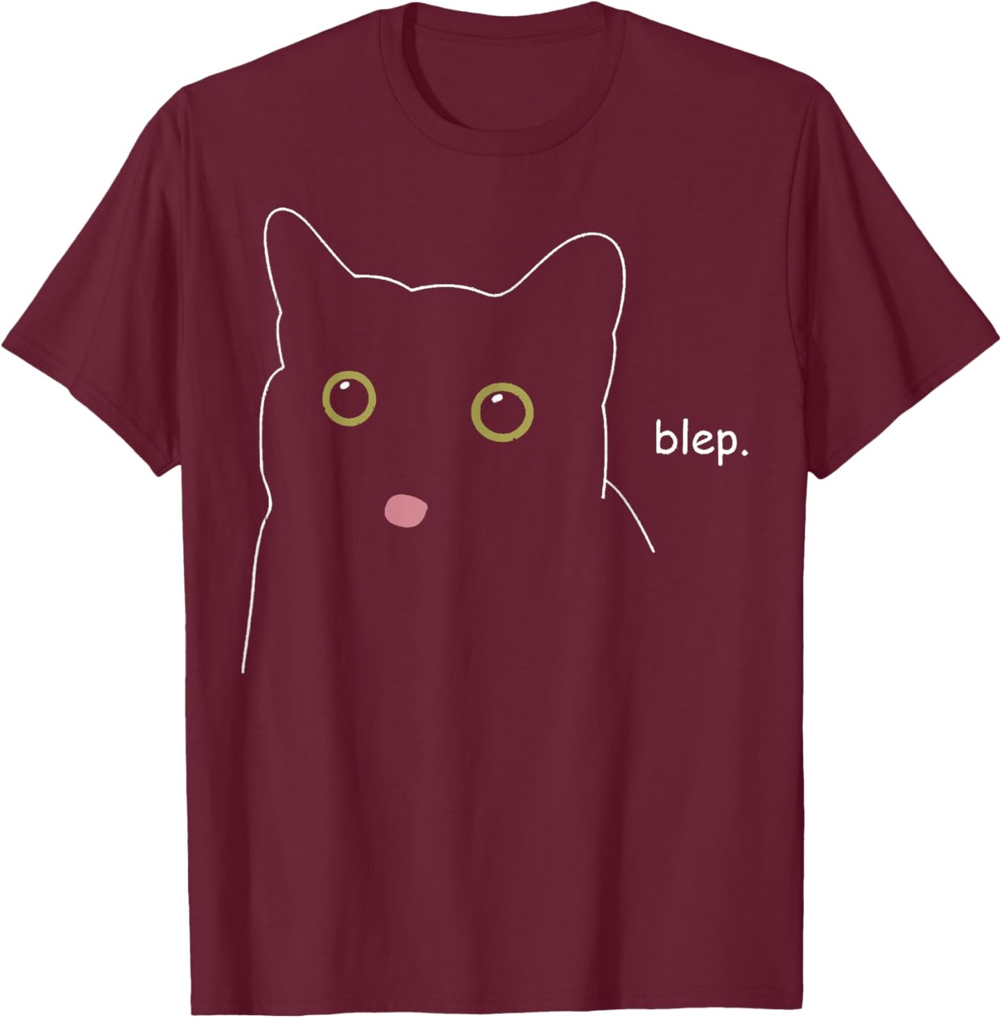 Funny Blep Blep Cute Cat Animals T-Shirt - T-Shirt | Maroon