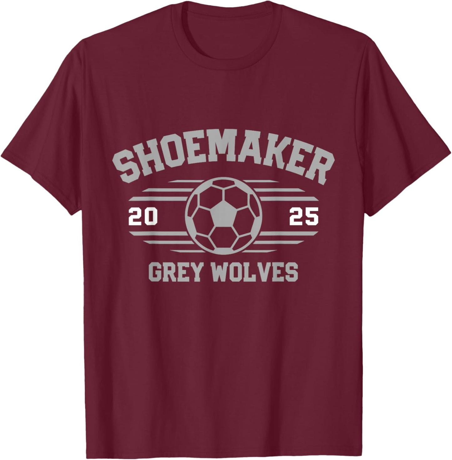 Shoemaker Grey Wolves Soccer Ball 2025 T-Shirt - T-Shirt | Maroon