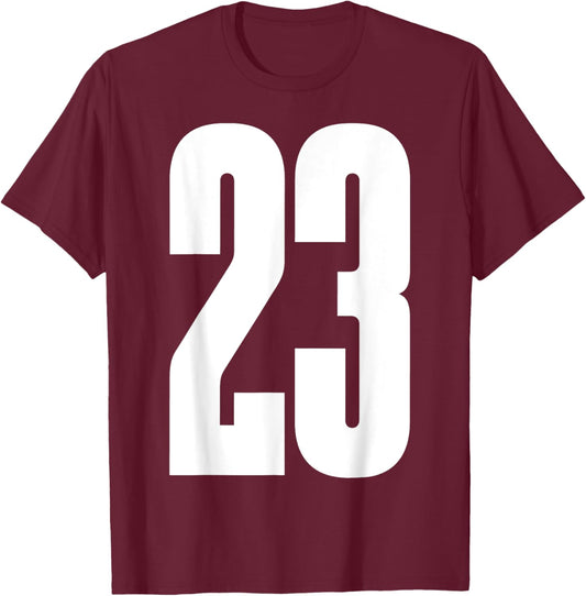 Sports Team White Number #23 T-Shirt - T-Shirt | Maroon