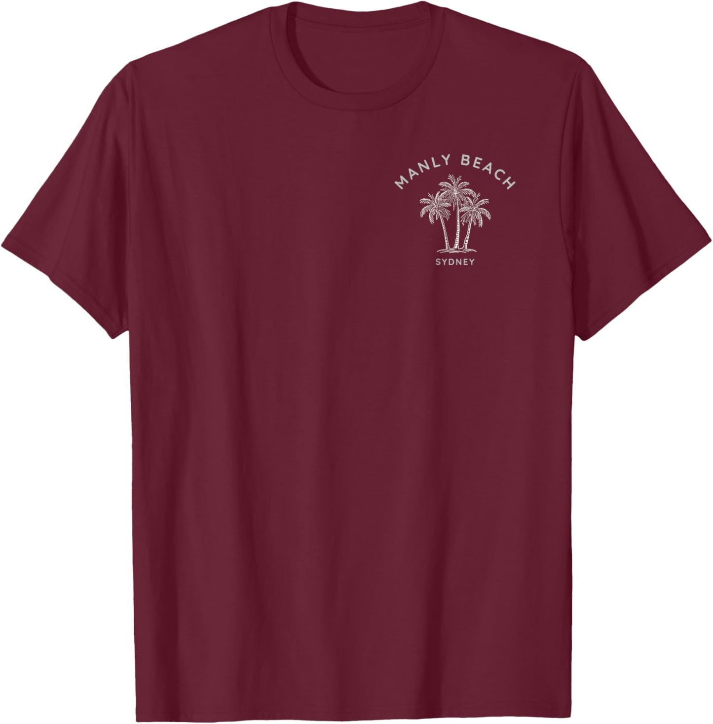 Manly Beach Sydney Australia Palm Tree Sunset Vintage T-Shirt - T-Shirt | Maroon