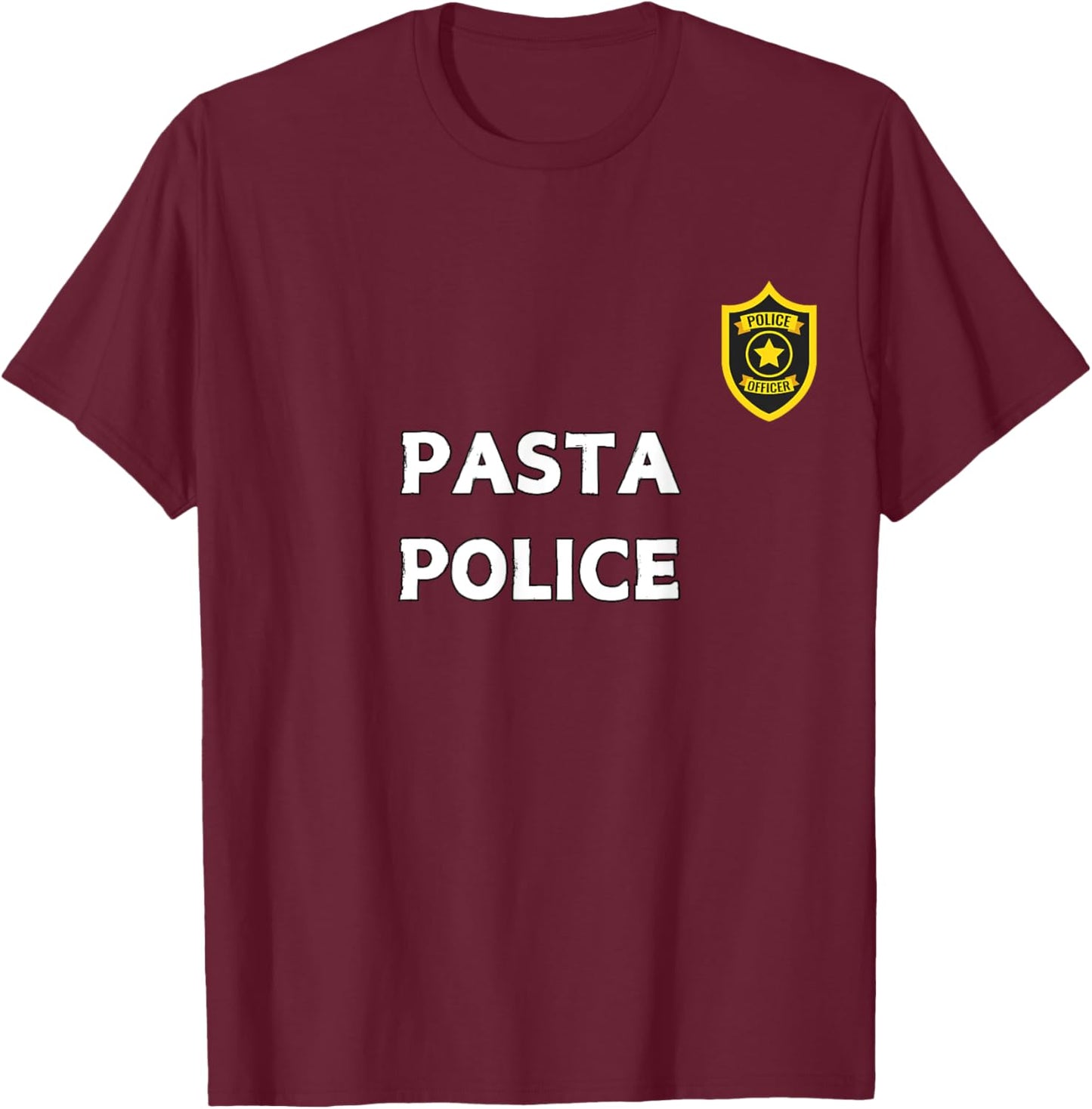 Fun Graphic-Pasta Police T-Shirt - T-Shirt | Maroon