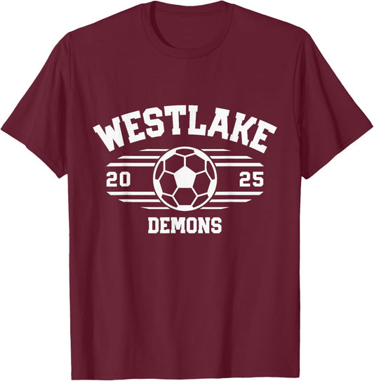 Westlake Demons Soccer Ball 2025 T-Shirt - T-Shirt | Maroon