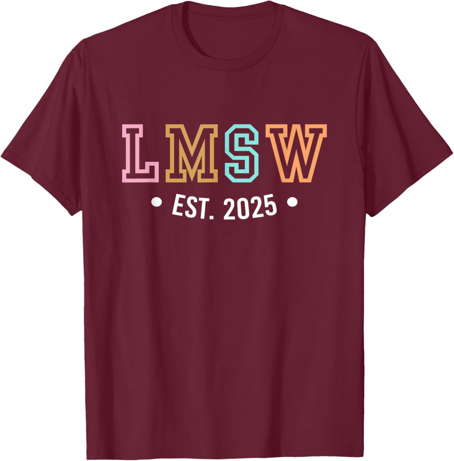LMSW Est 2025 Licensed Master Social Worker MSW Month T-Shirt - T-Shirt | Maroon