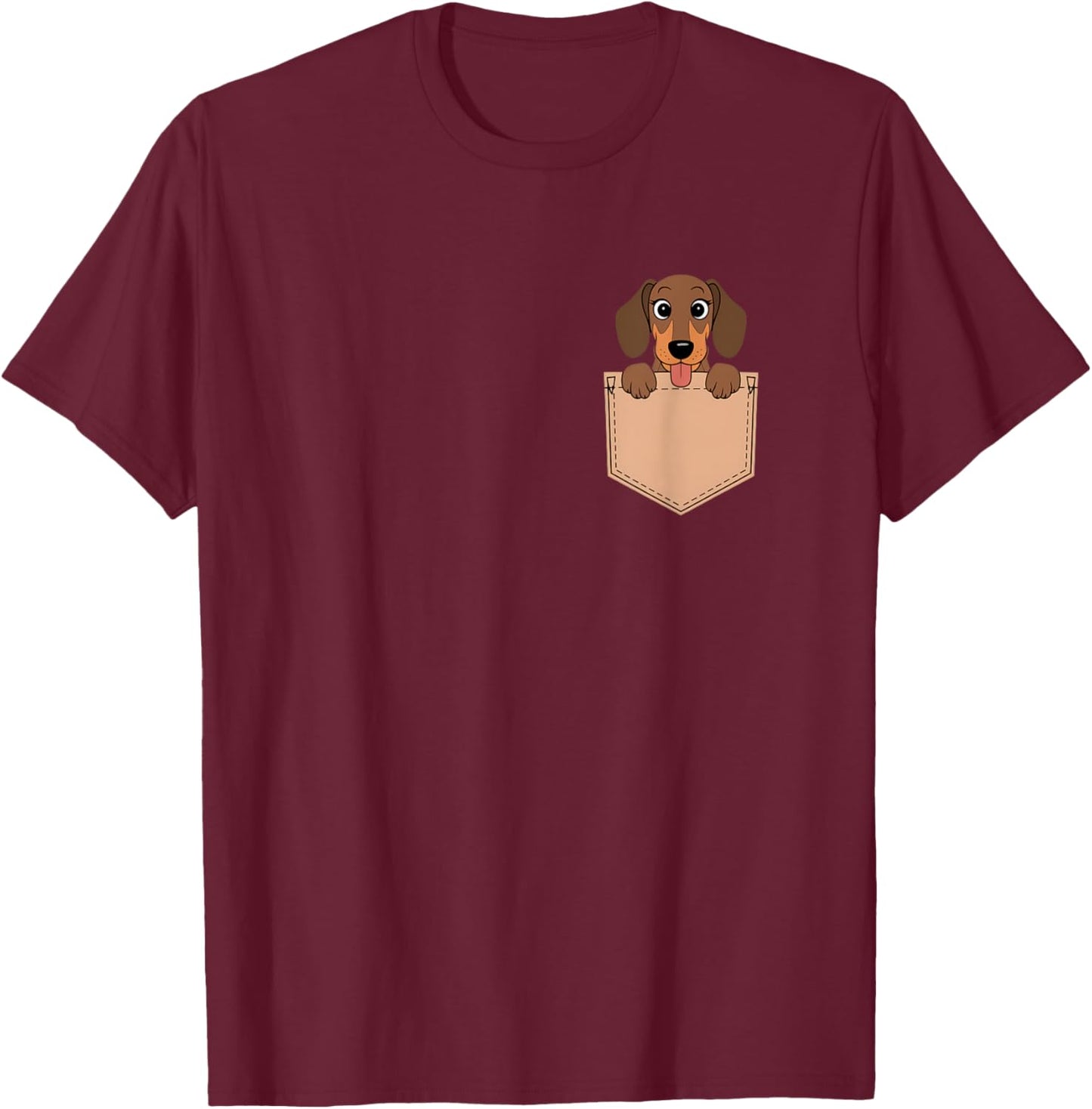 Dachshunds In Pocket Dog Owner Cute Puppy Lover Men Women Kids T-Shirt - T-Shirt | Maroon